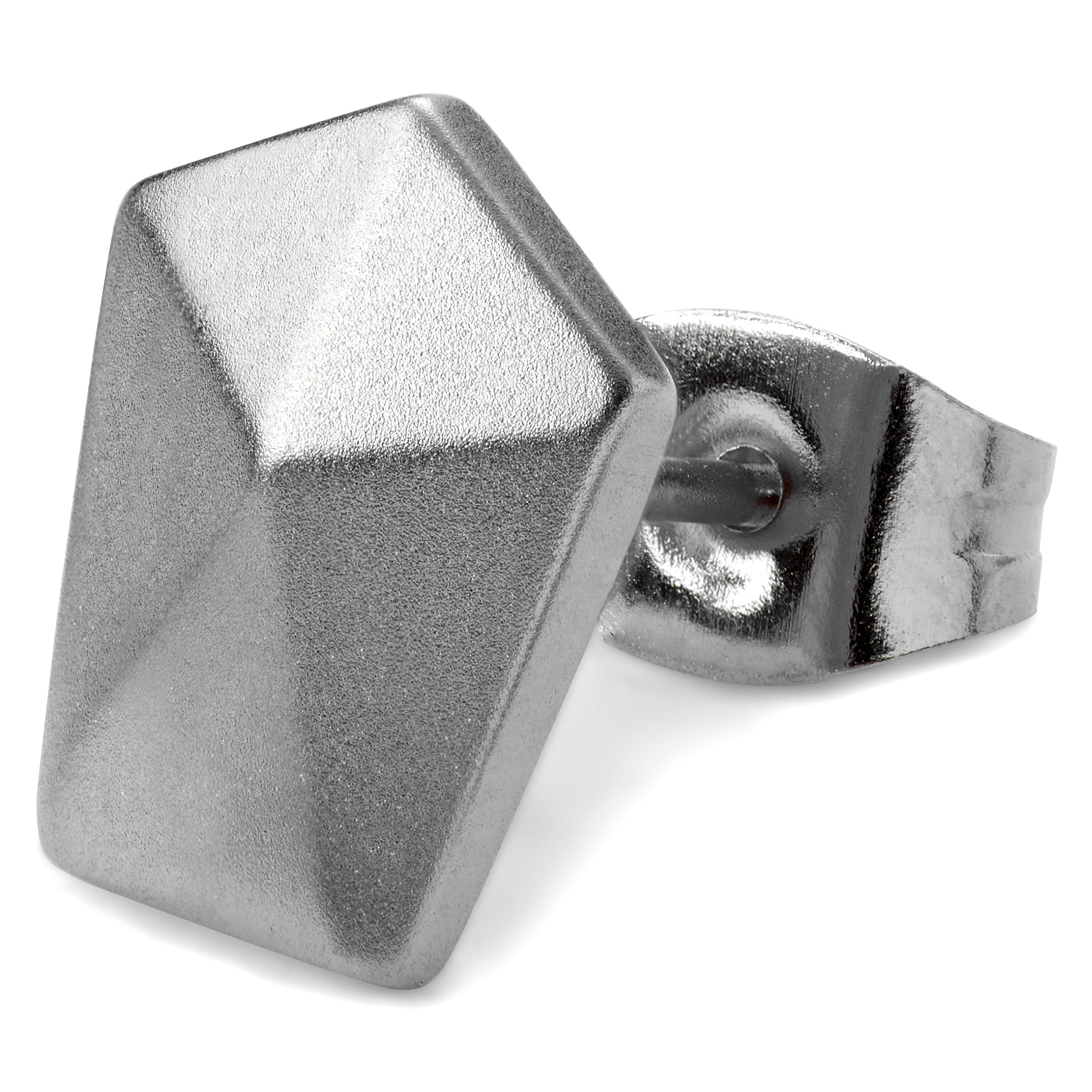 Jax  | Silver-Tone Stainless Steel Pyramid Stud Earring