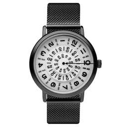 Ambitio | Black Watch With White Rotating Dial & Stainless Steel Mesh Strap