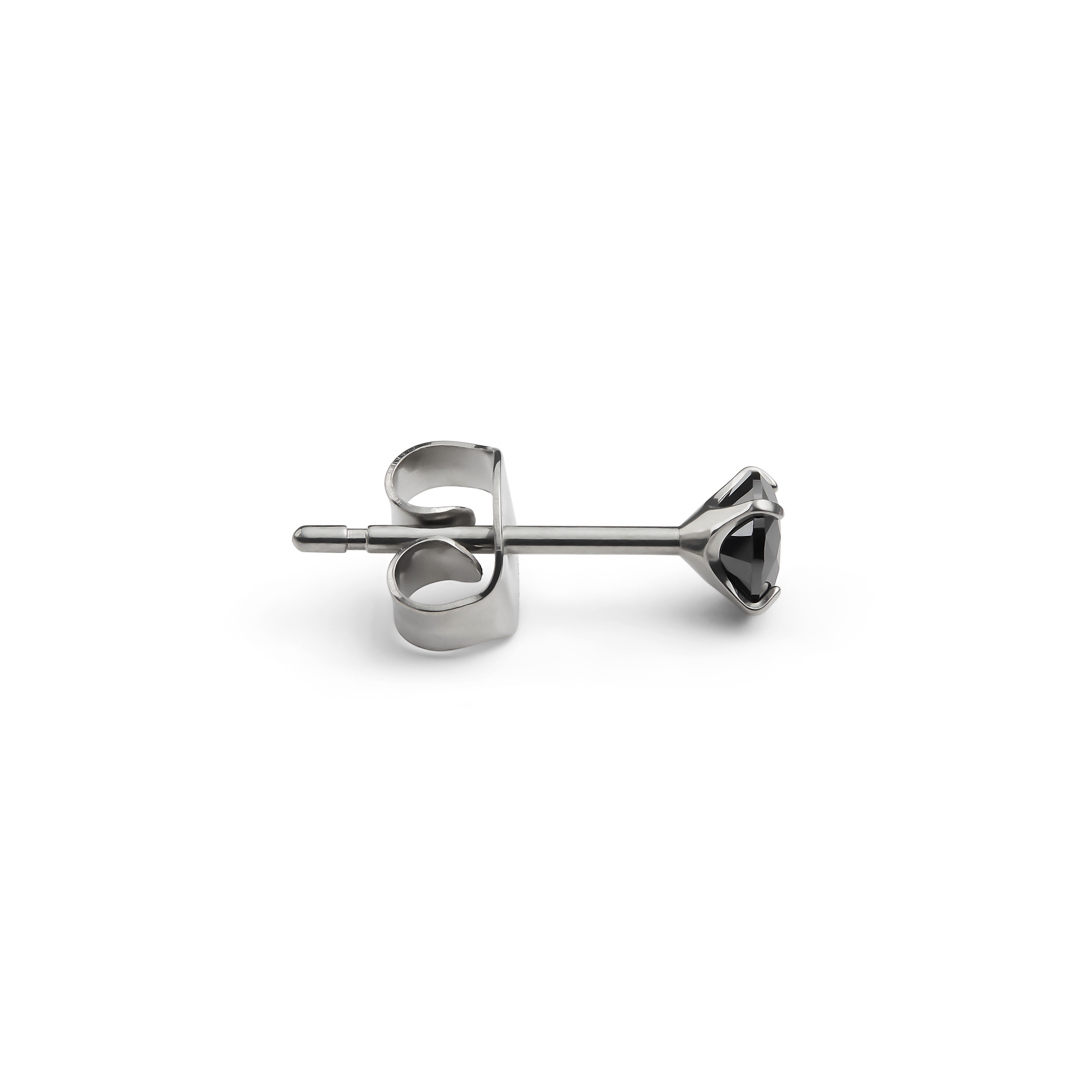 Aura | 4 mm pendiente de botón de titanio con circonita negra - 2