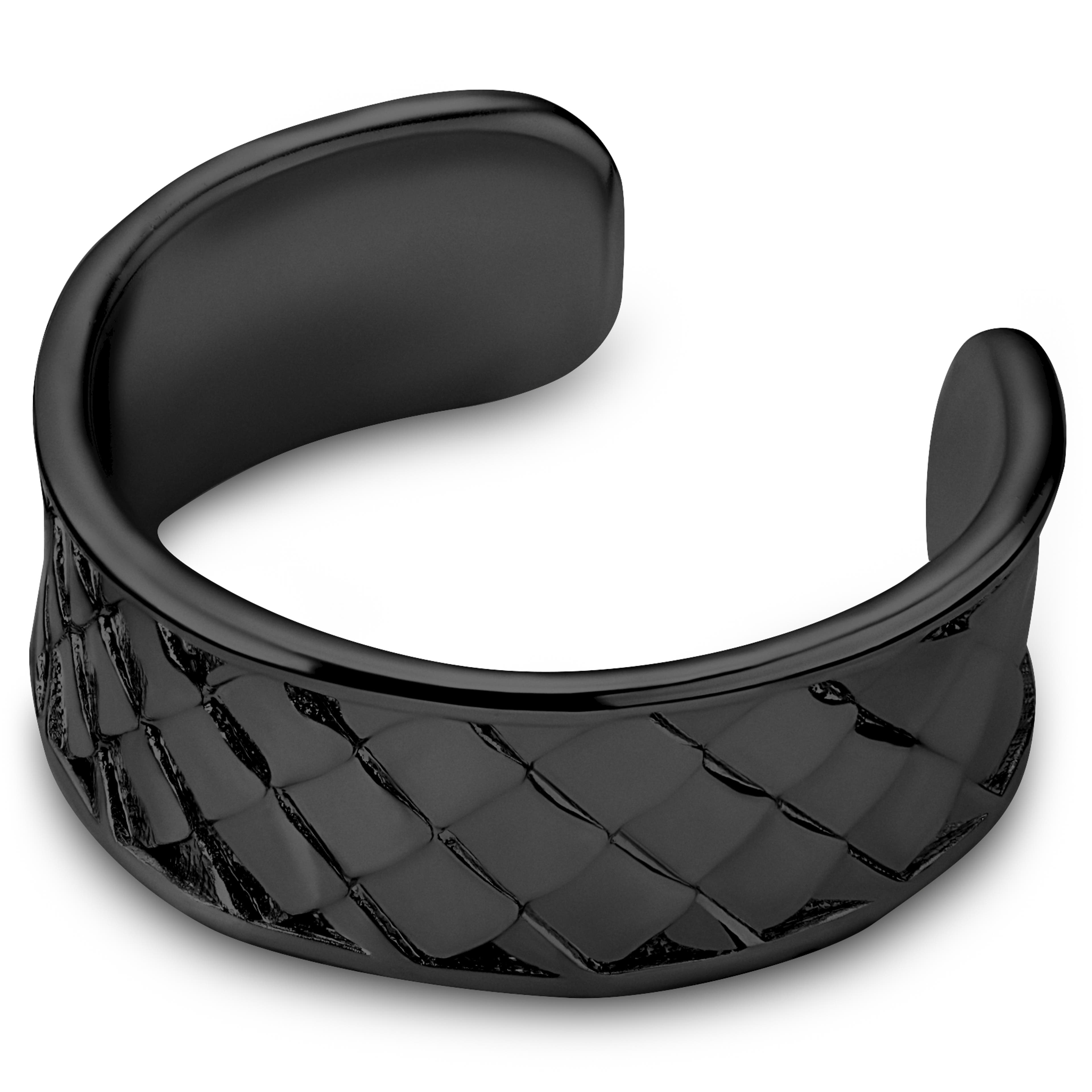 Helix | Ear cuff negro con escamas de 6 mm