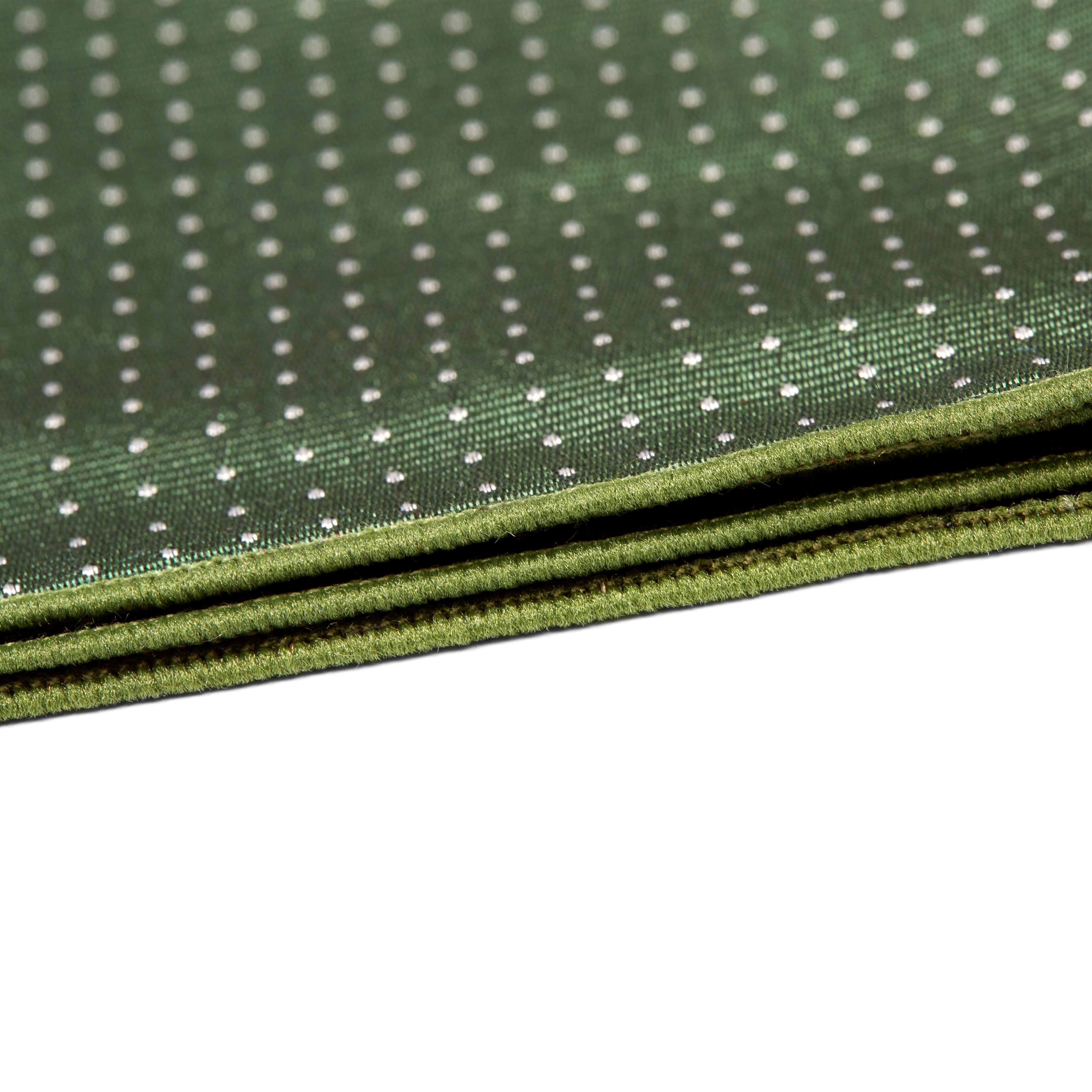 Pochette de costume en soie verte à pois blancs - 2