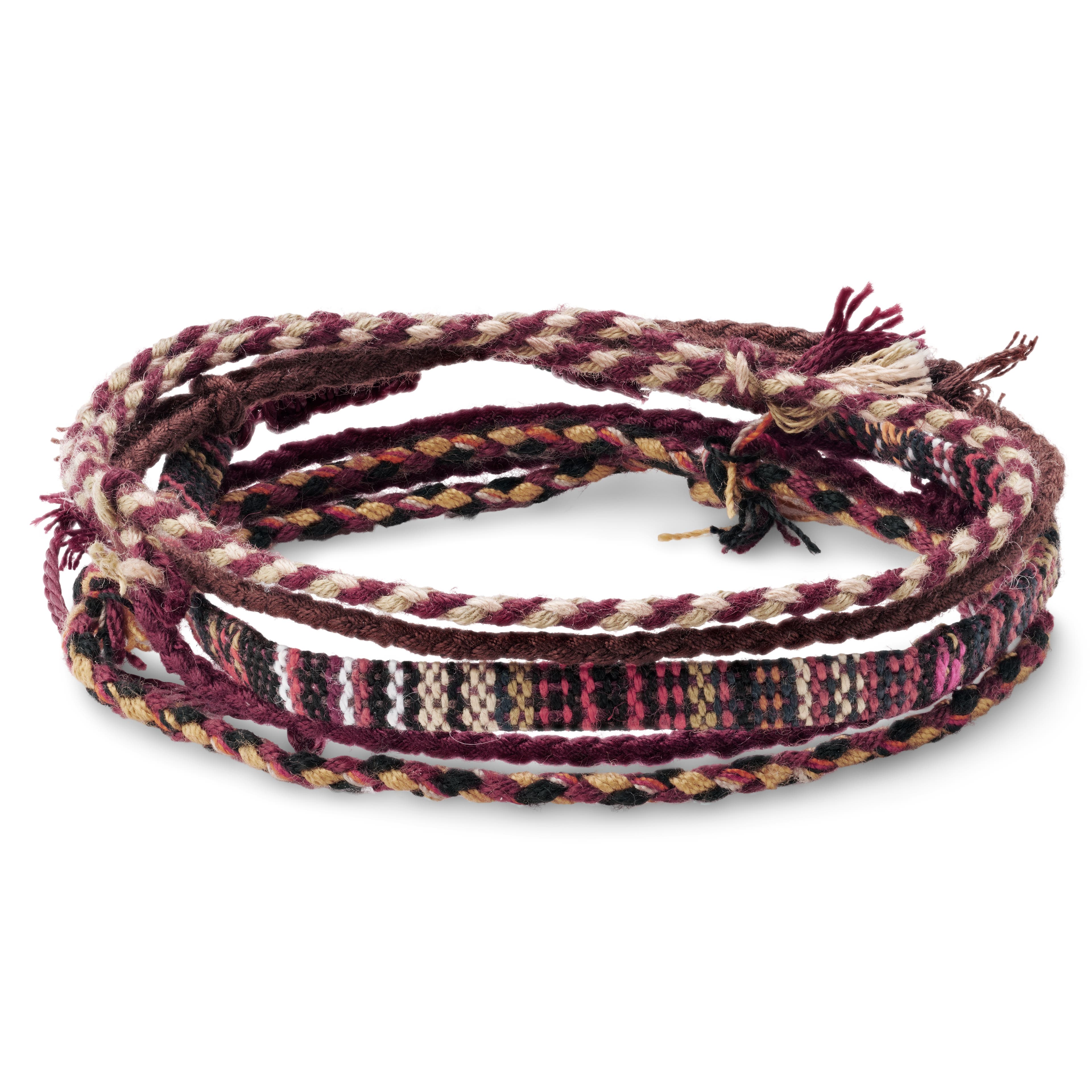 Dark Red Multicoloured Textile Surfer Bracelet Dark Red Multicoloured Textile Surfer Bracelet