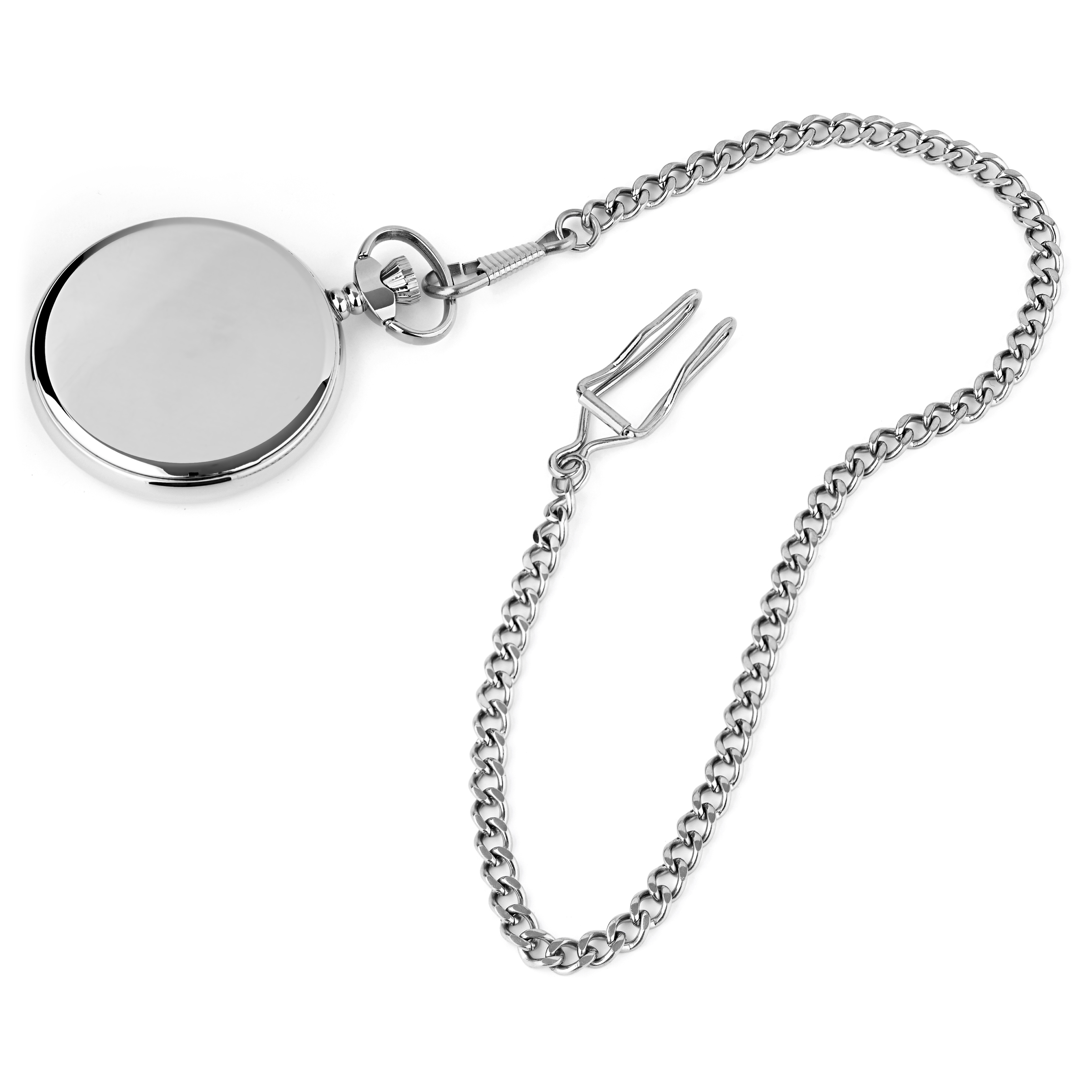 Silver-Toned & White Time Keeper Pocket Watch - 3