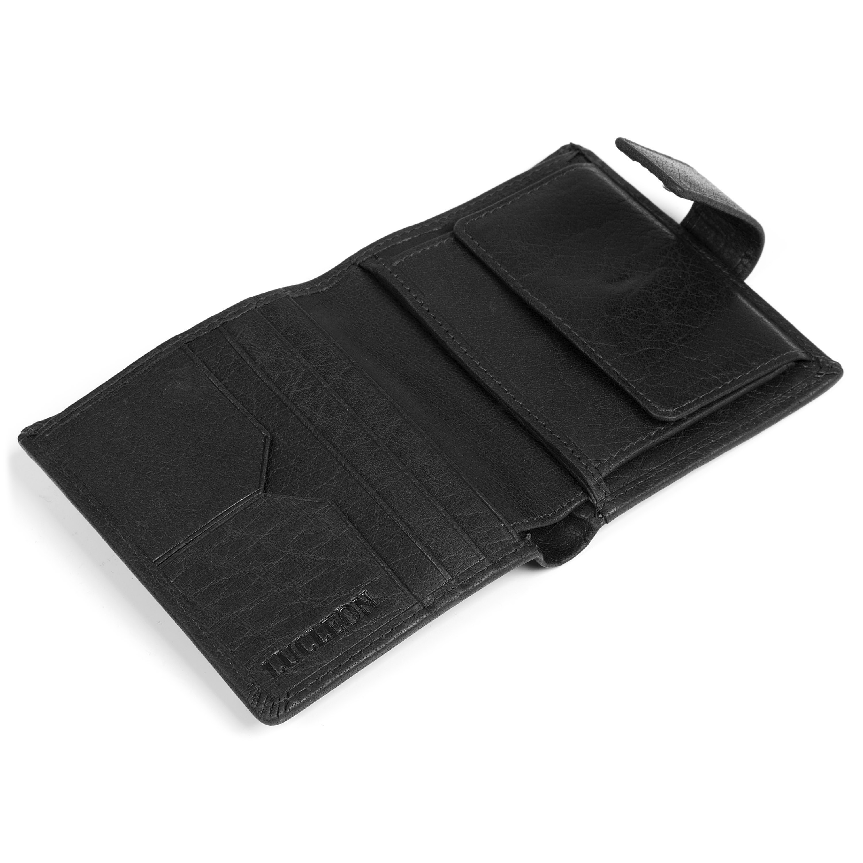 Portefeuille compact RFID Montréal en cuir de buffle noir - 7