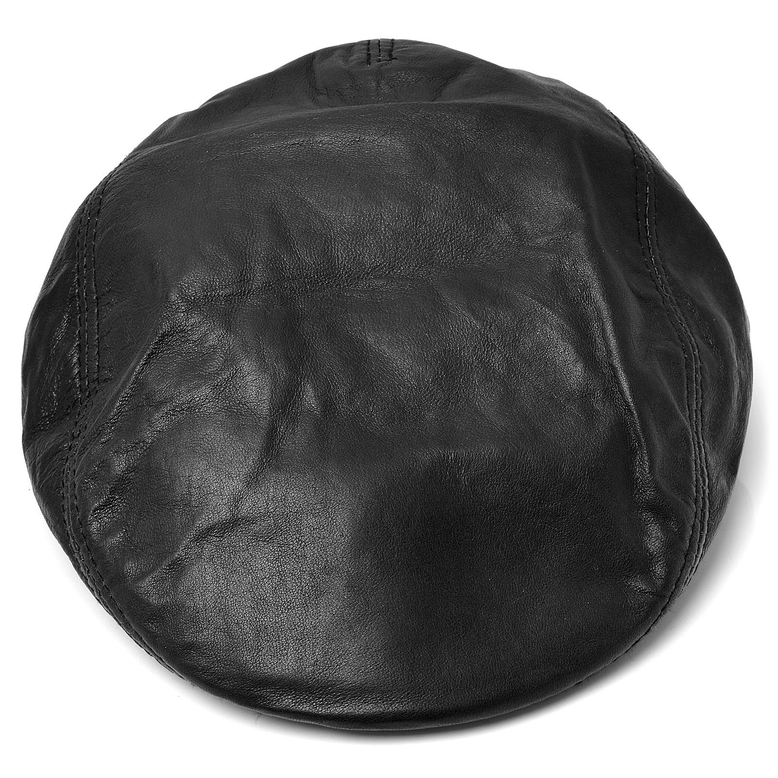 Béret à visière en cuir noir mat - 4