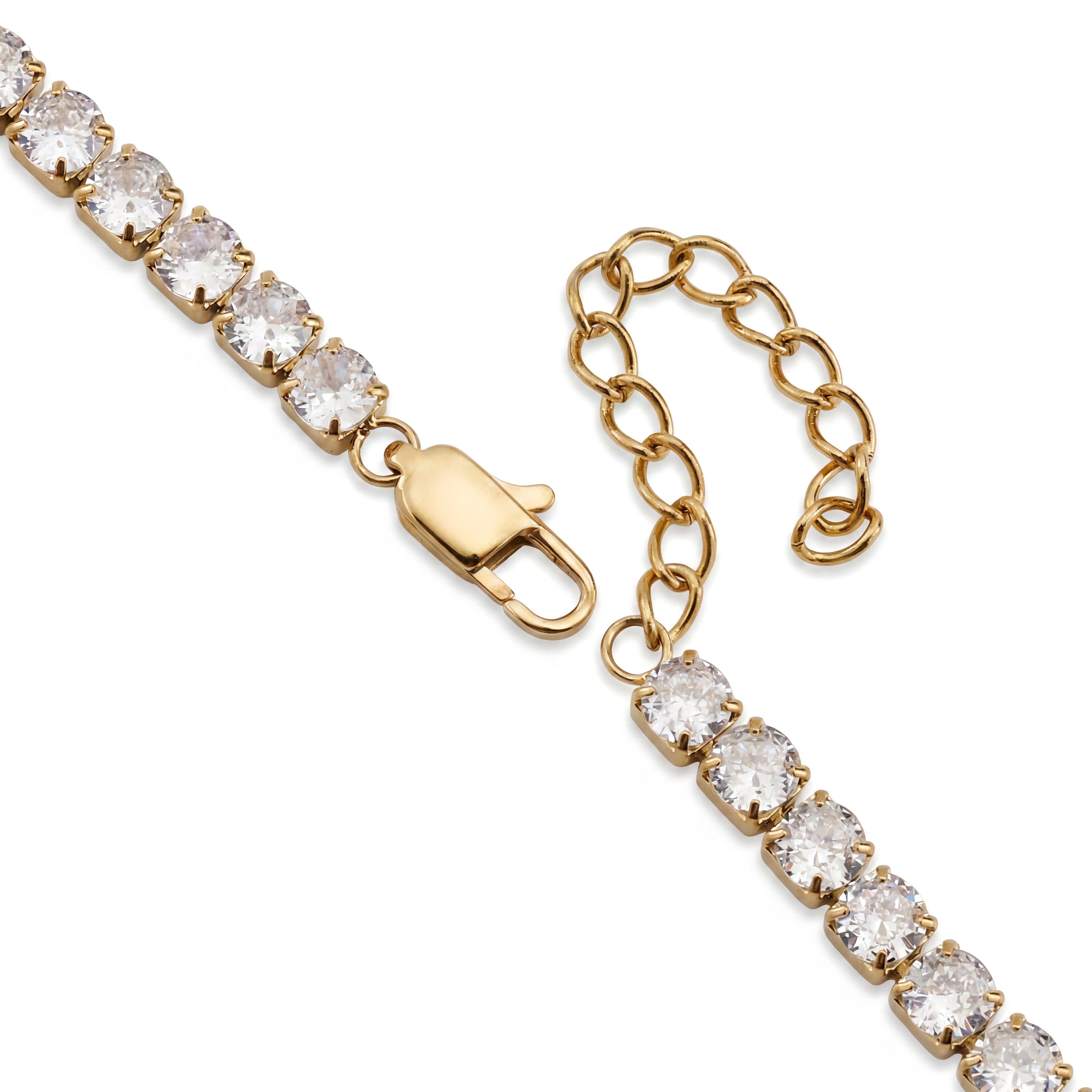 Dazzle | 5 mm 14K επιχρυσωμένο βραχιόλι τένις με κρυστάλλινη ζιρκόνια - 2