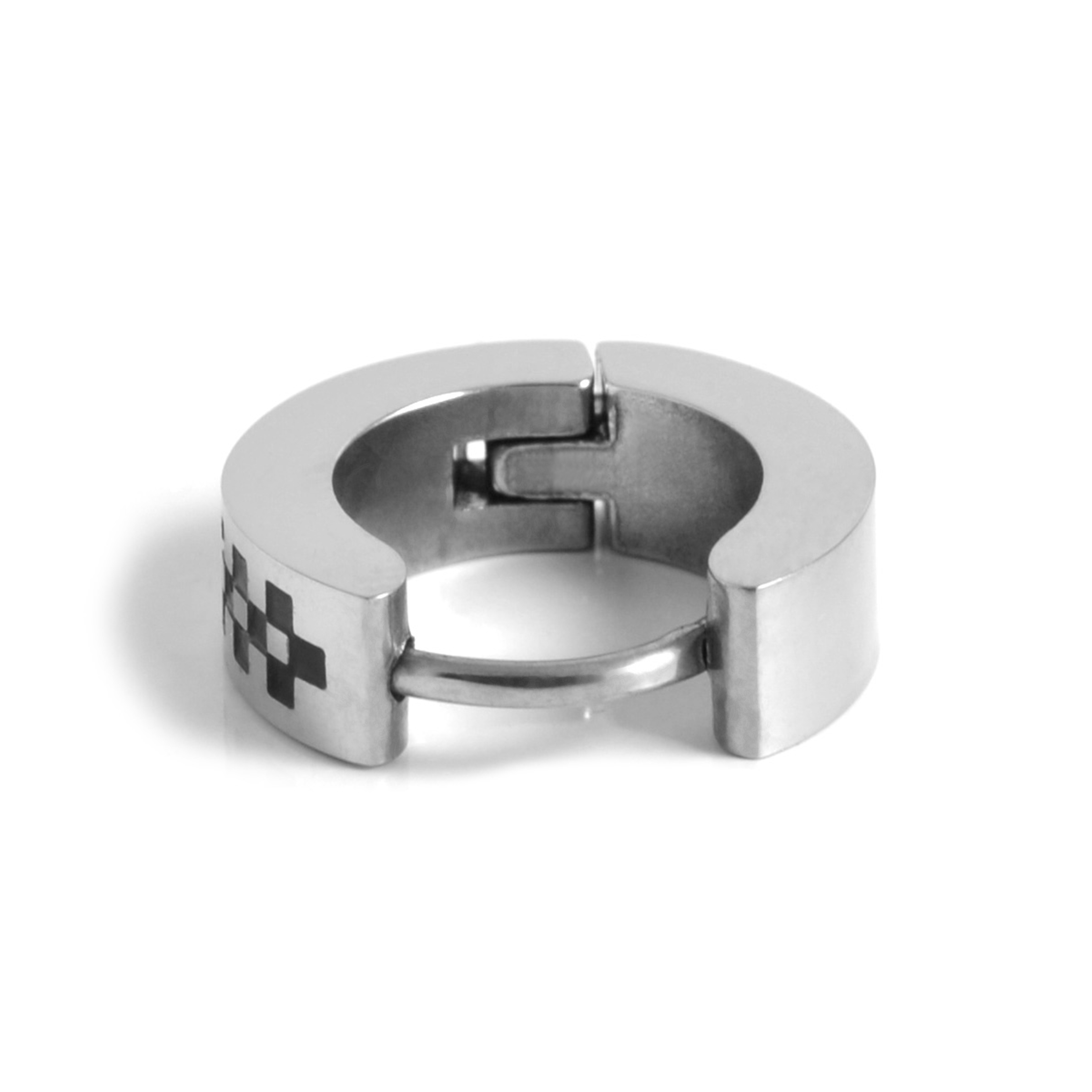 Sølv Sjakk Rund Øredobb - 2