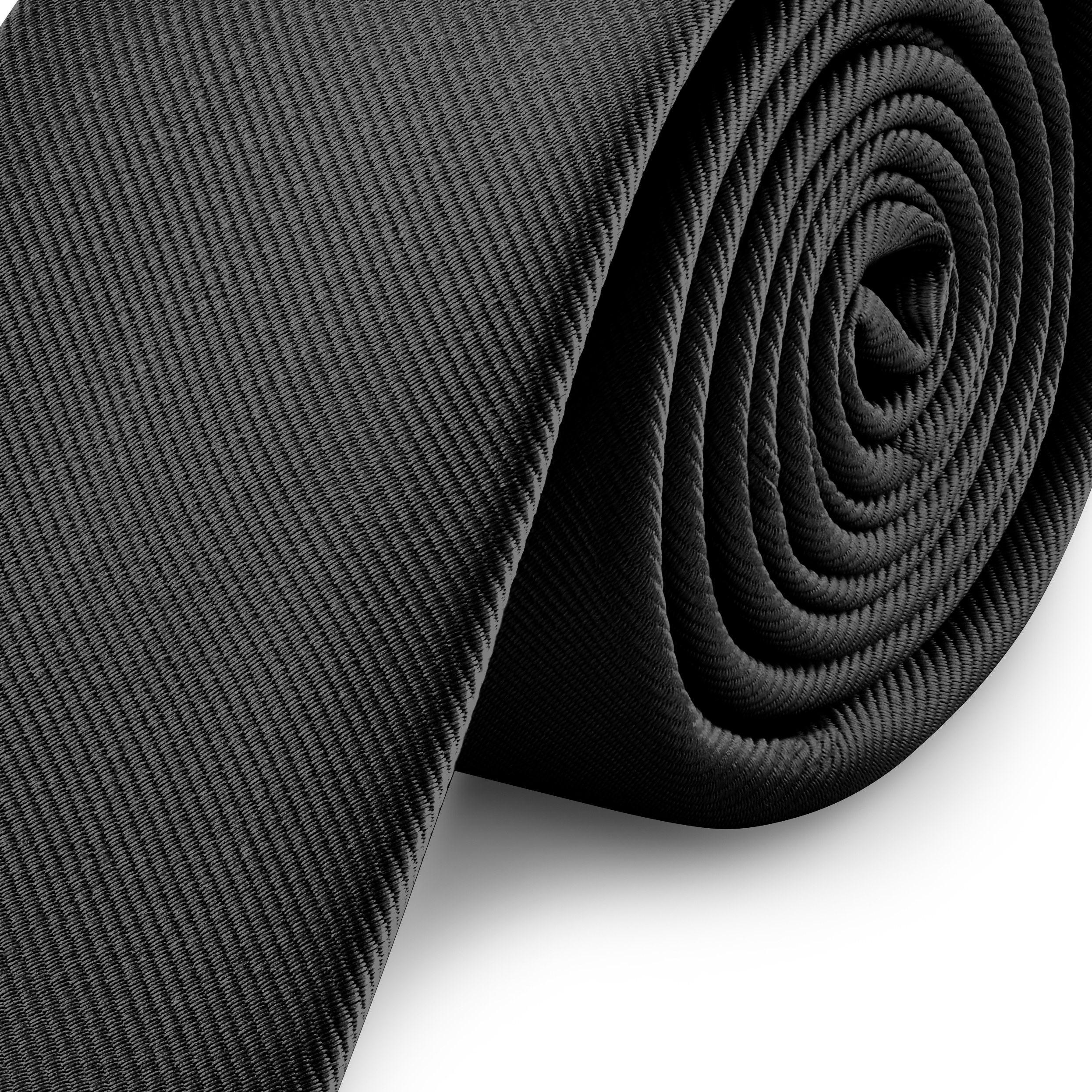 Cravate fine en gros-grain noir de 6 cm - 3