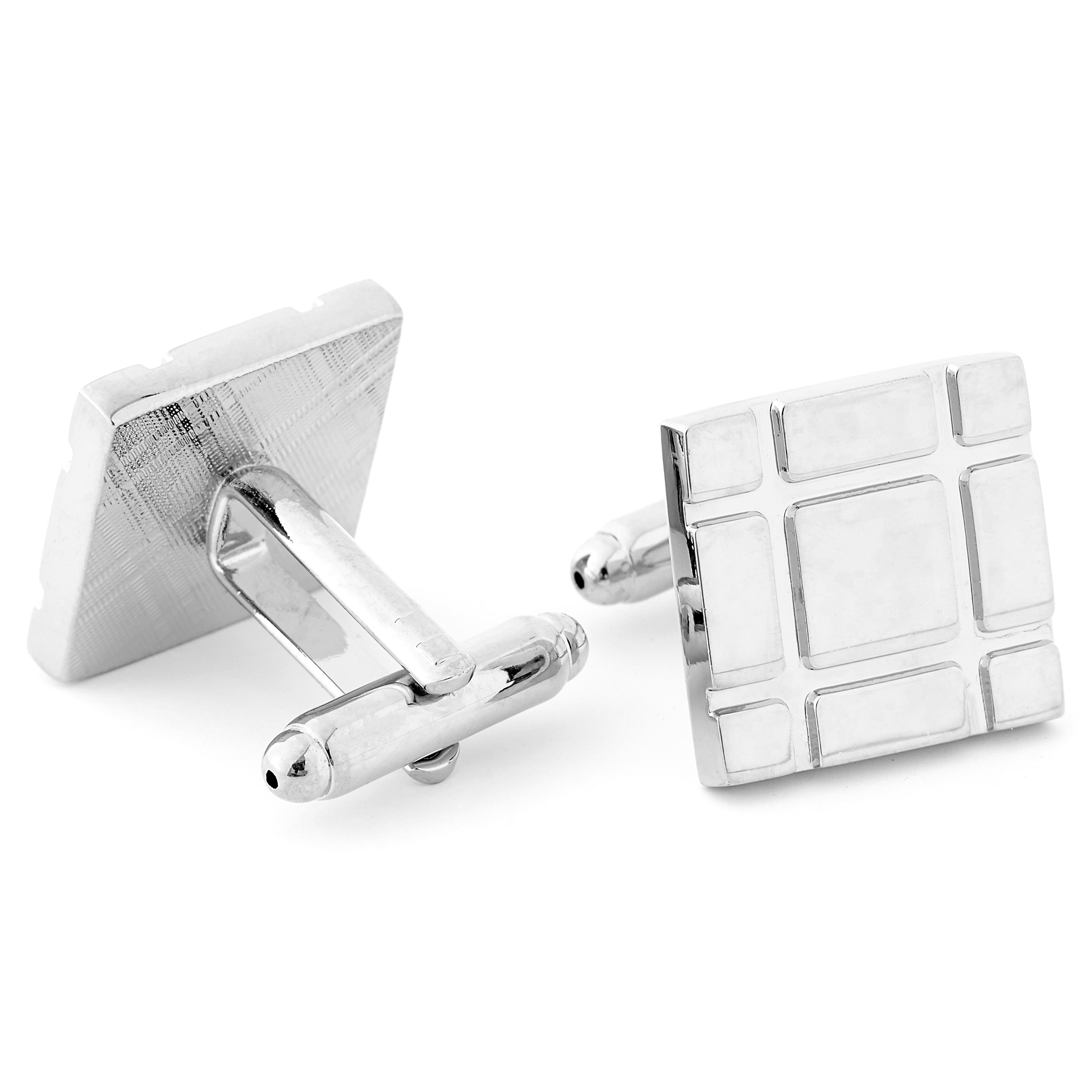 Silver-Tone Tooth Cufflinks & Tie Clip Set - 5