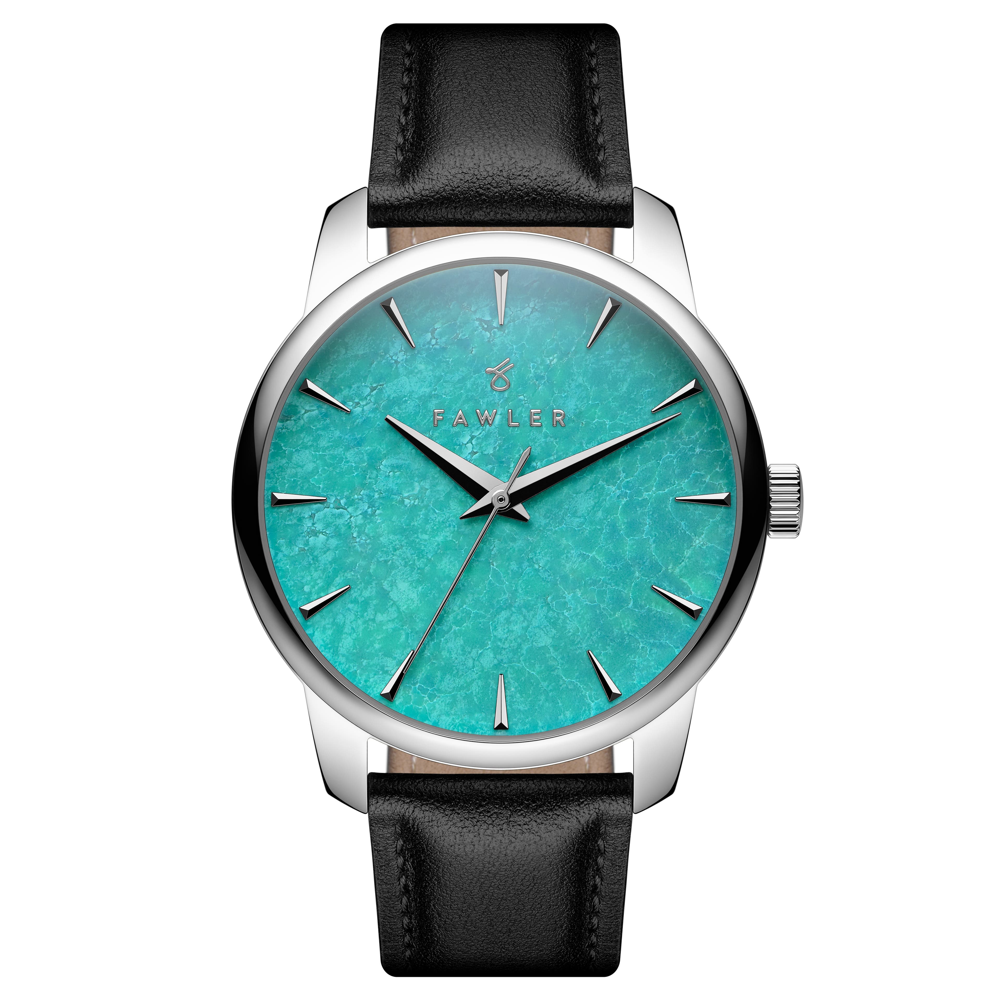 Beleza | Сребрист стоманен часовник с тюркоаз