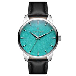 Beleza | Silver-tone Stainless Steel Turquoise Stone Watch