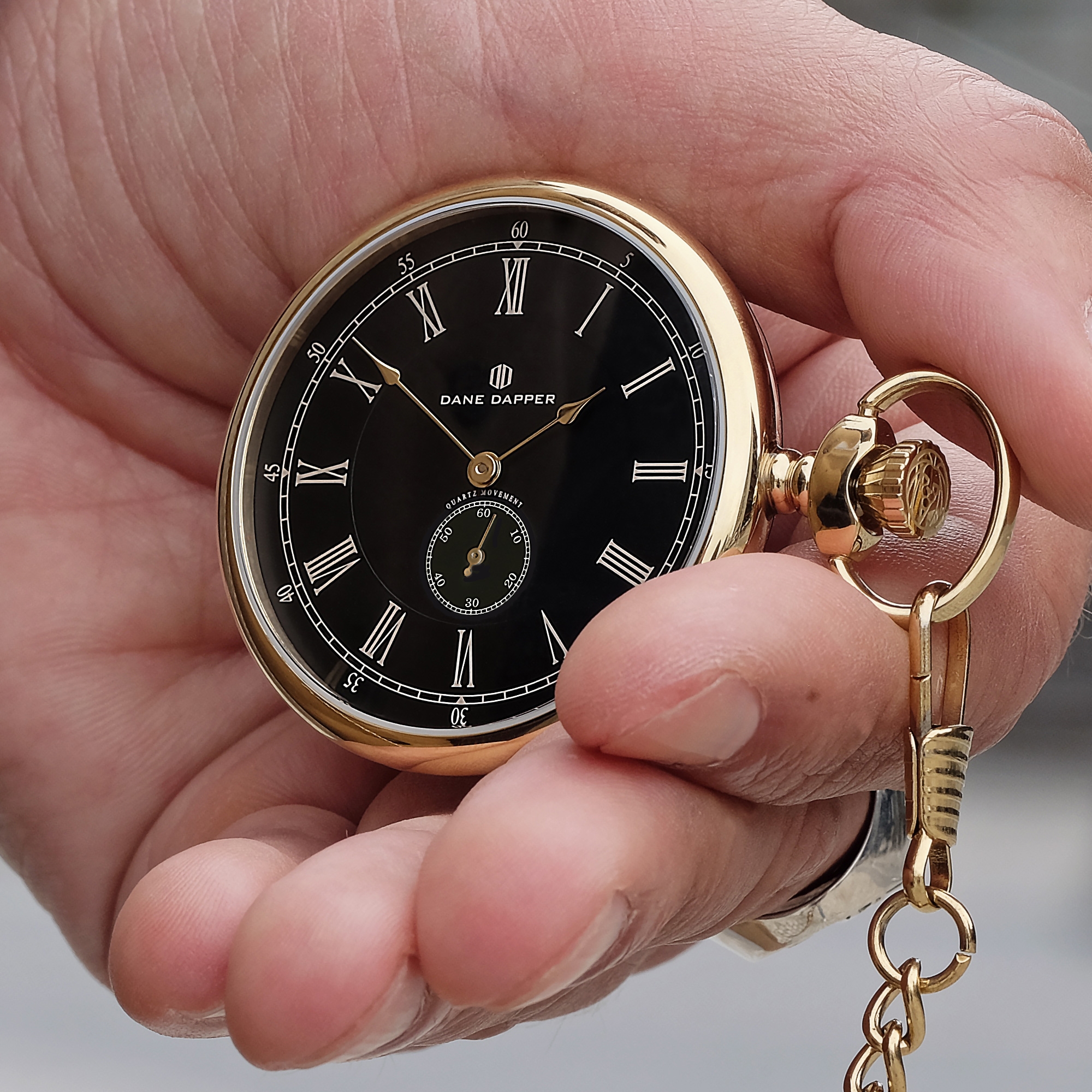Gold-Toned & Black Time Keeper Pocket Watch - 5