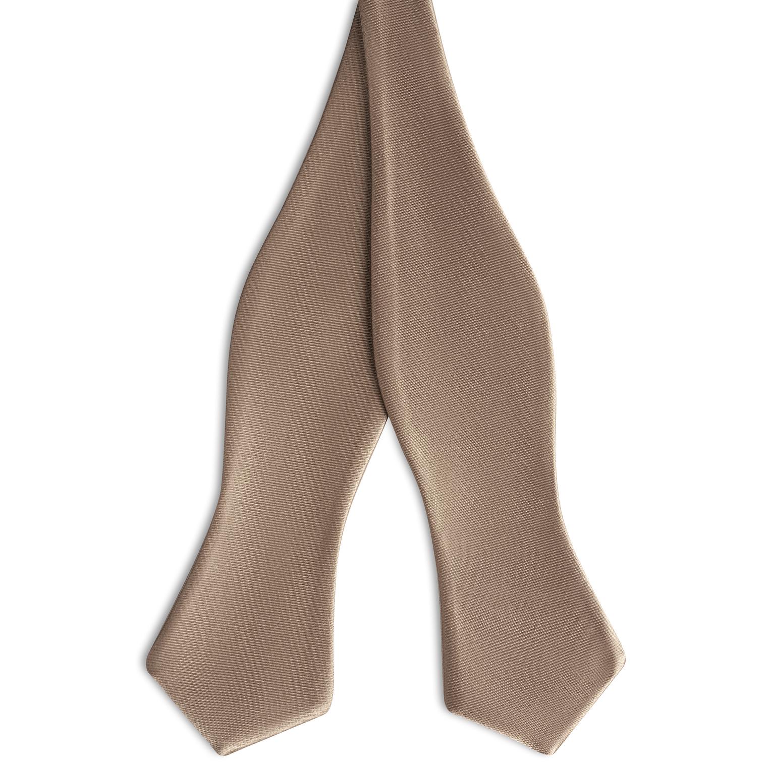 Tan Self-Tie Satin Diamond Tip Bow Tie Tan Self-Tie Satin Diamond Tip Bow Tie