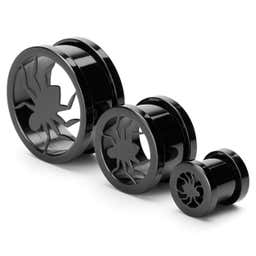 Black Stainless Steel Spider Screw-Fit Tunnel Earring