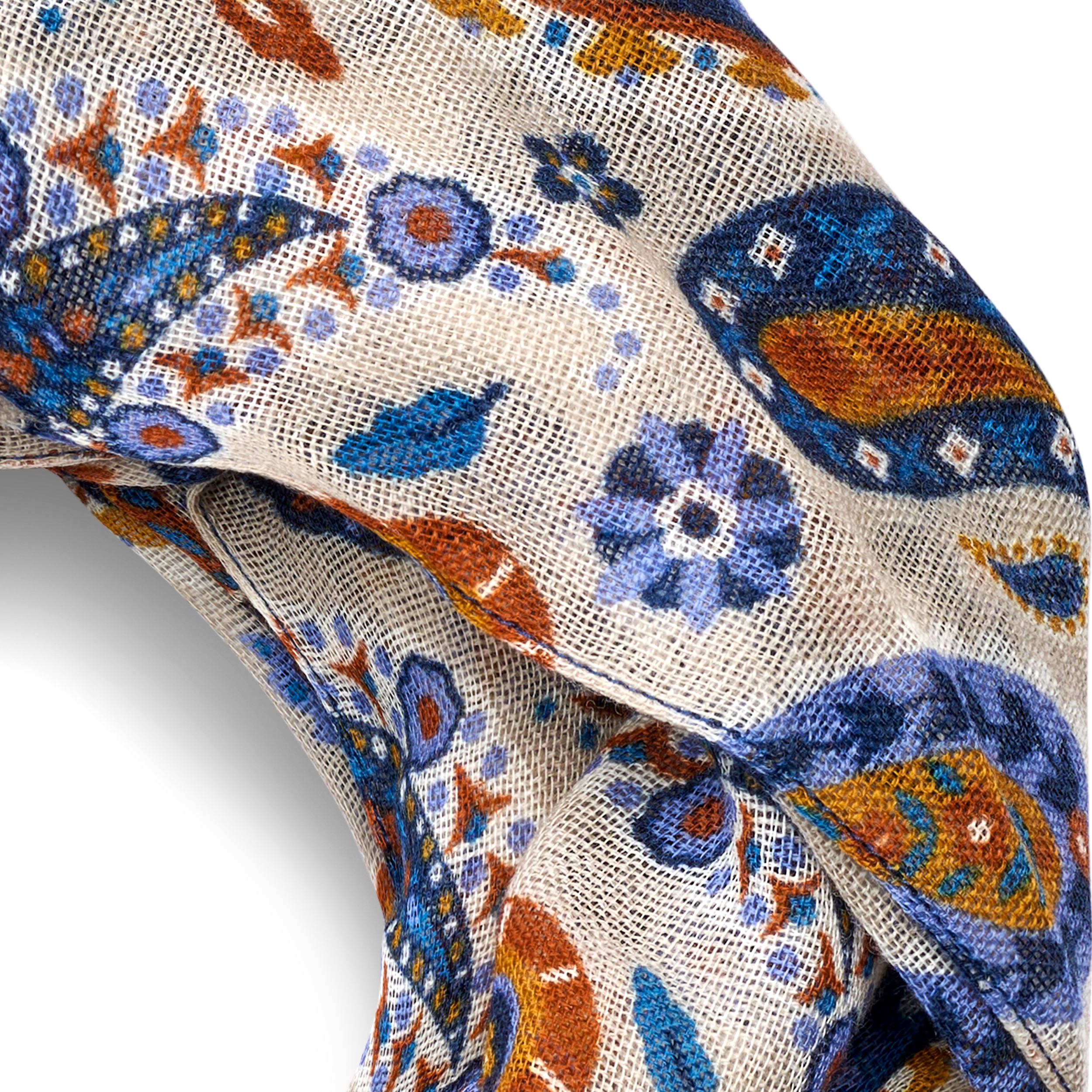 Virtuo | Ivory Paisley Wool Scarf - 2