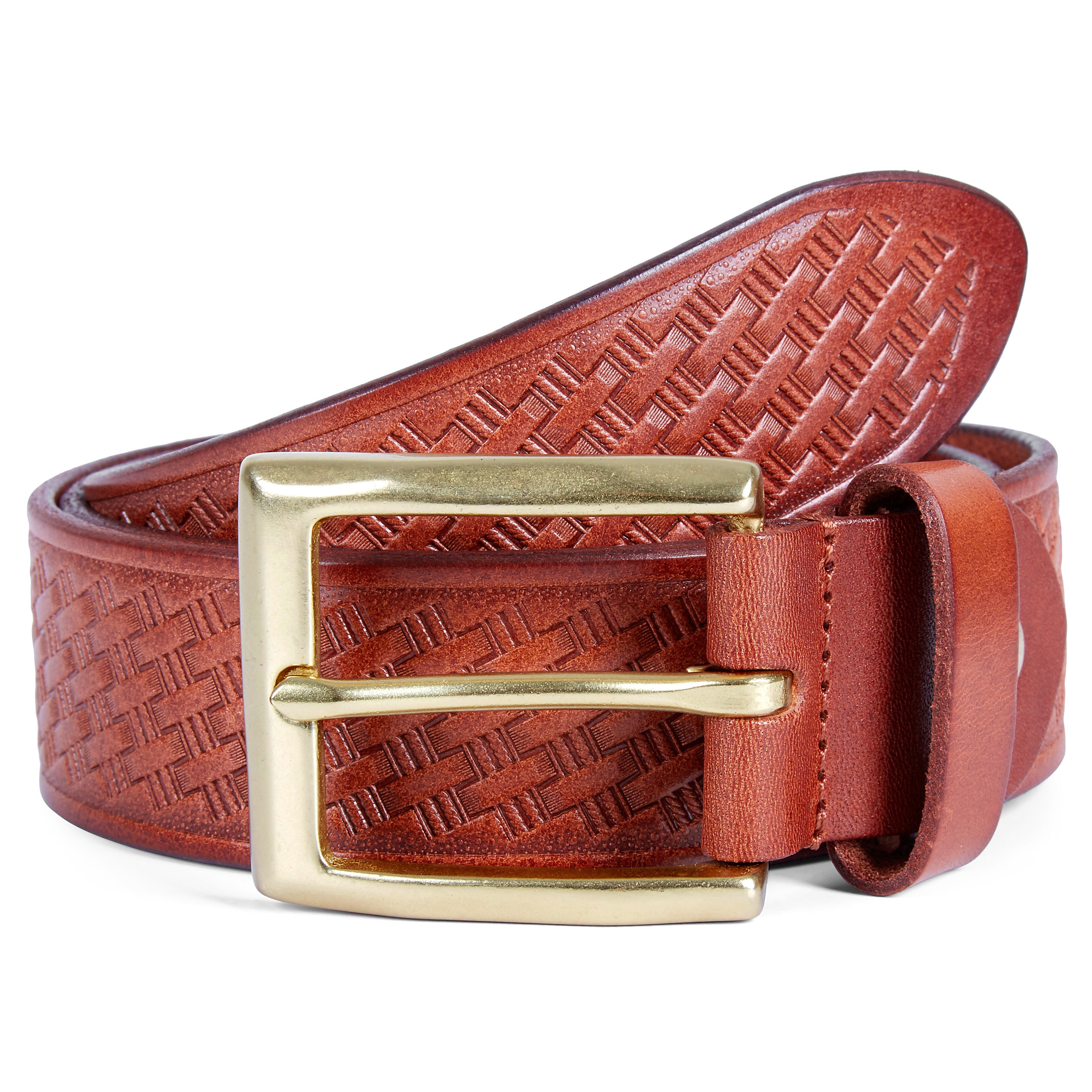 Texturerat Kastanjebrunt Bälte - 1