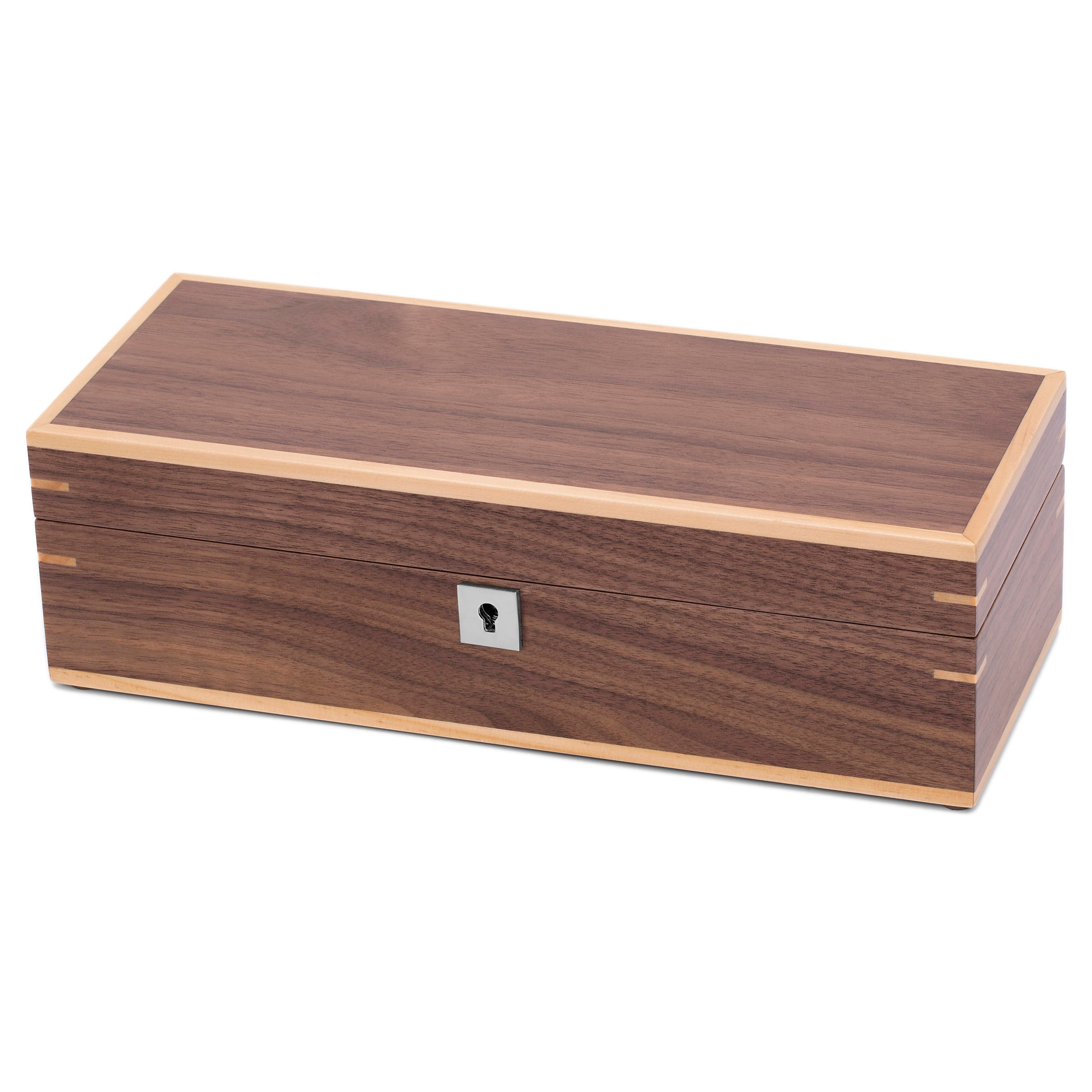 Caja compacta de madera de nogal para 5 relojes - 1