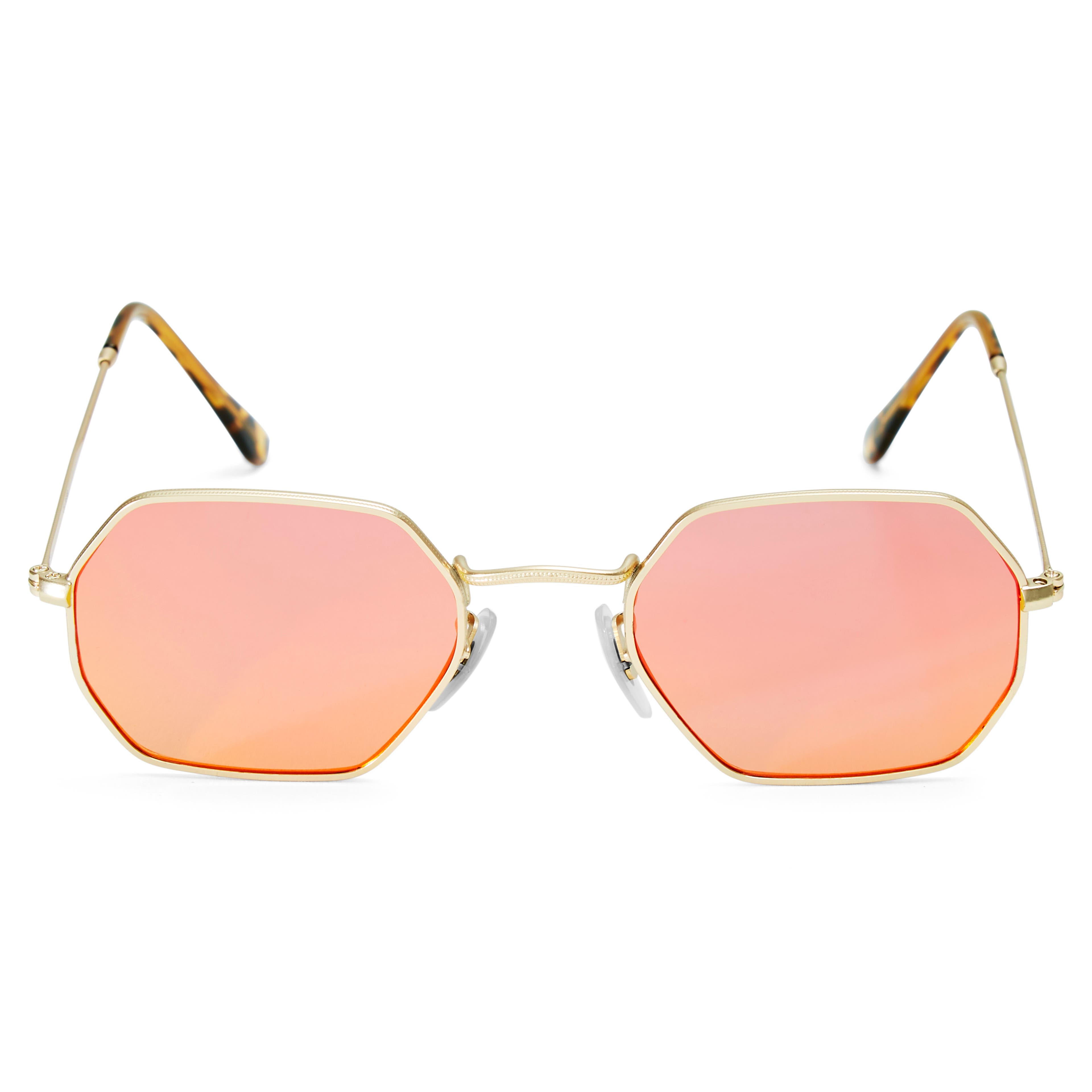 Modne okulary przeciwsłoneczne w złoto-pomarańczowym tonie