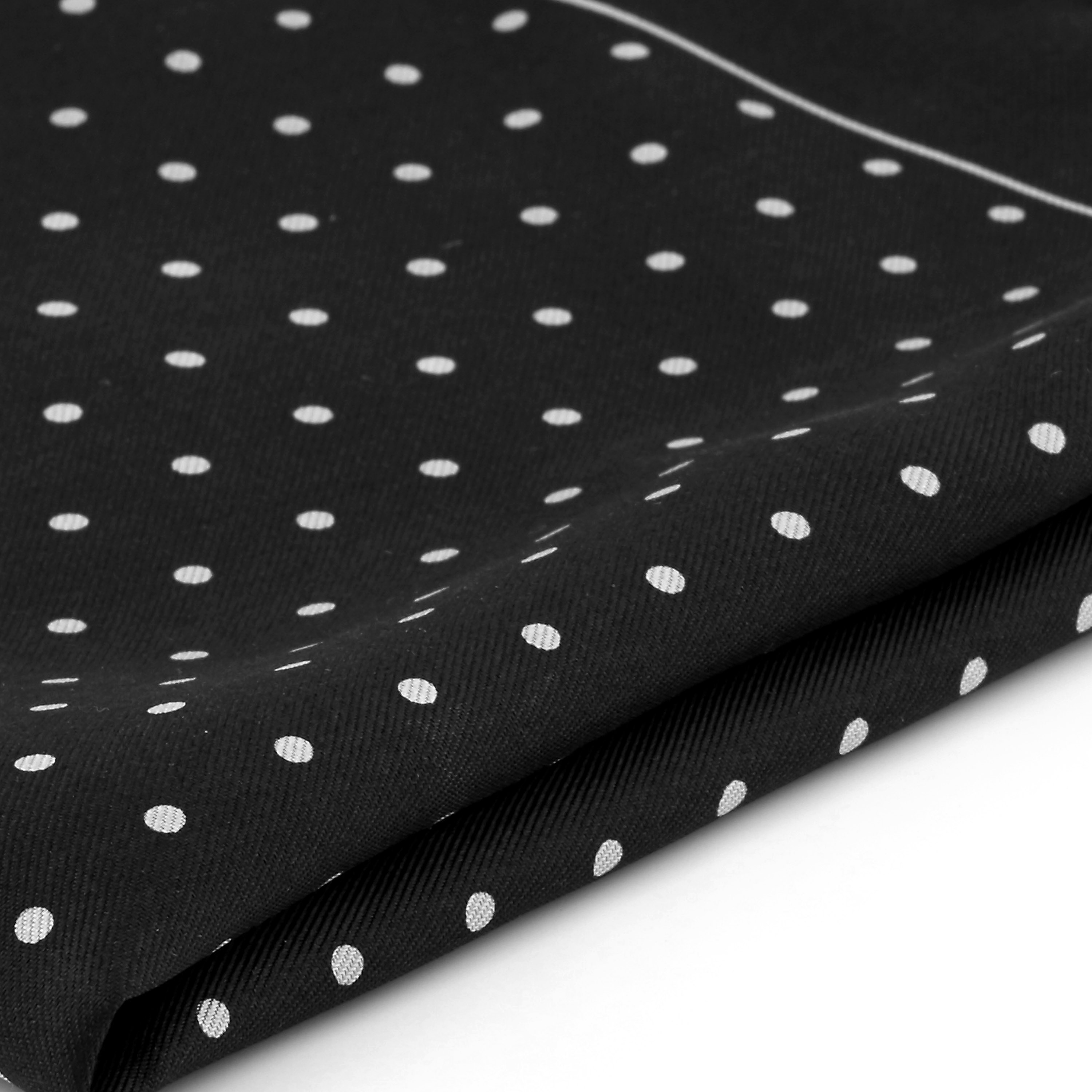 Black Polka Dots Silk Pocket Square - 2