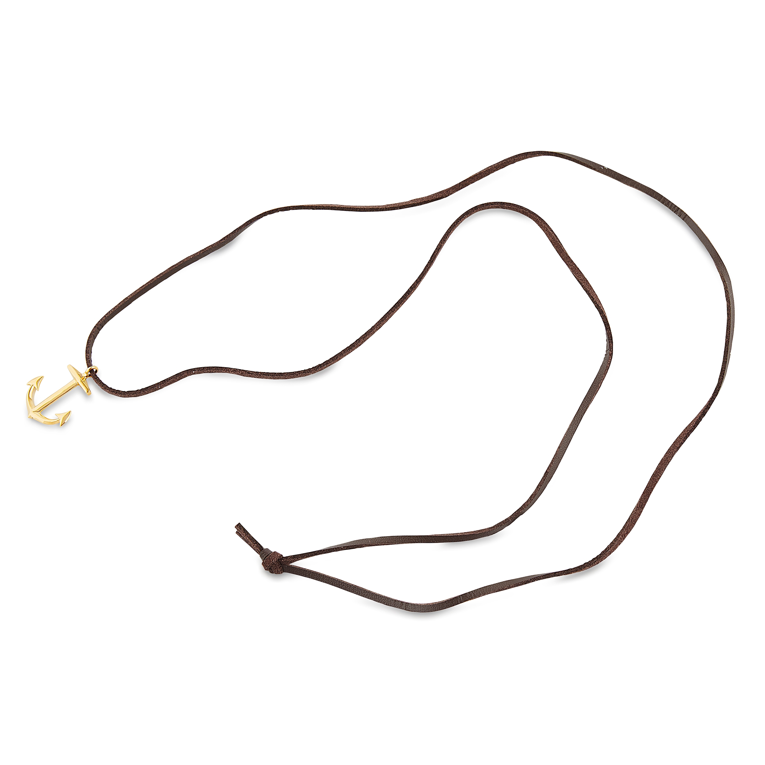 Gold-Tone Anchor Leather Cord Iconic Necklace  - 3