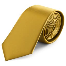 Corbata de satén marrón dorado de 8 cm