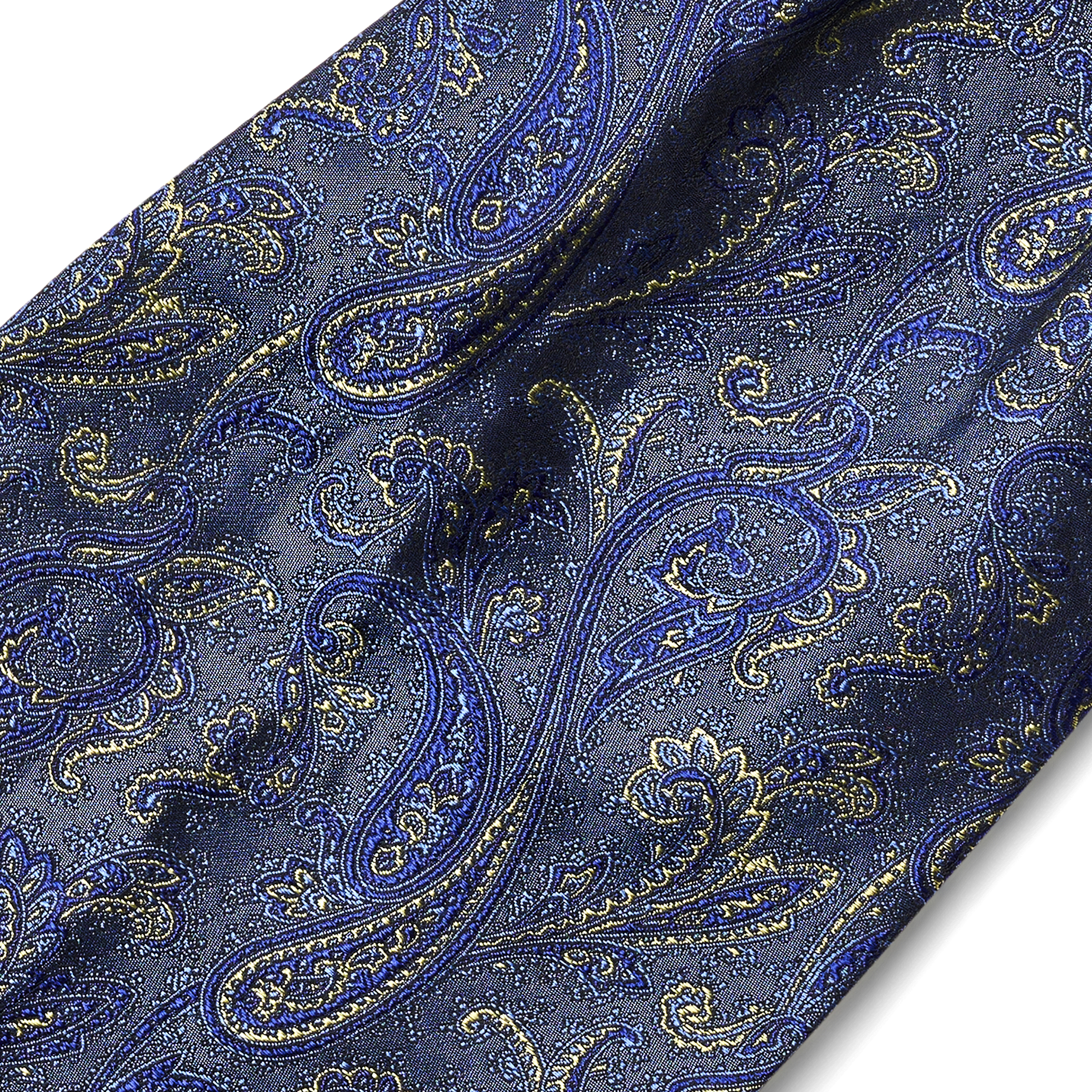 Helesinine-kuldne Paisley-mustriga siidist kravatt - 5