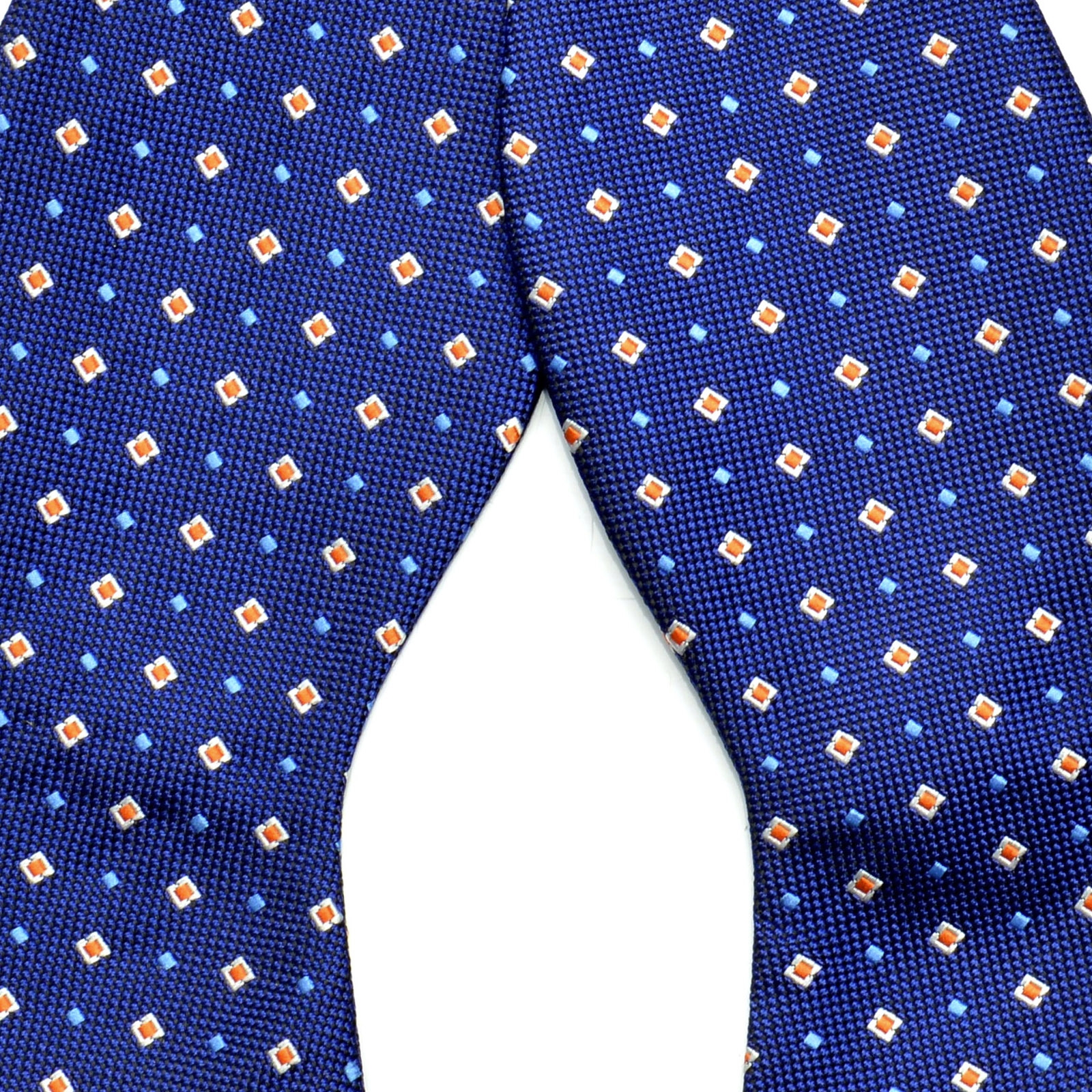 Cobalt Blue & Coral Orange Dotted Microfiber Self-Tie Bow Tie - 2