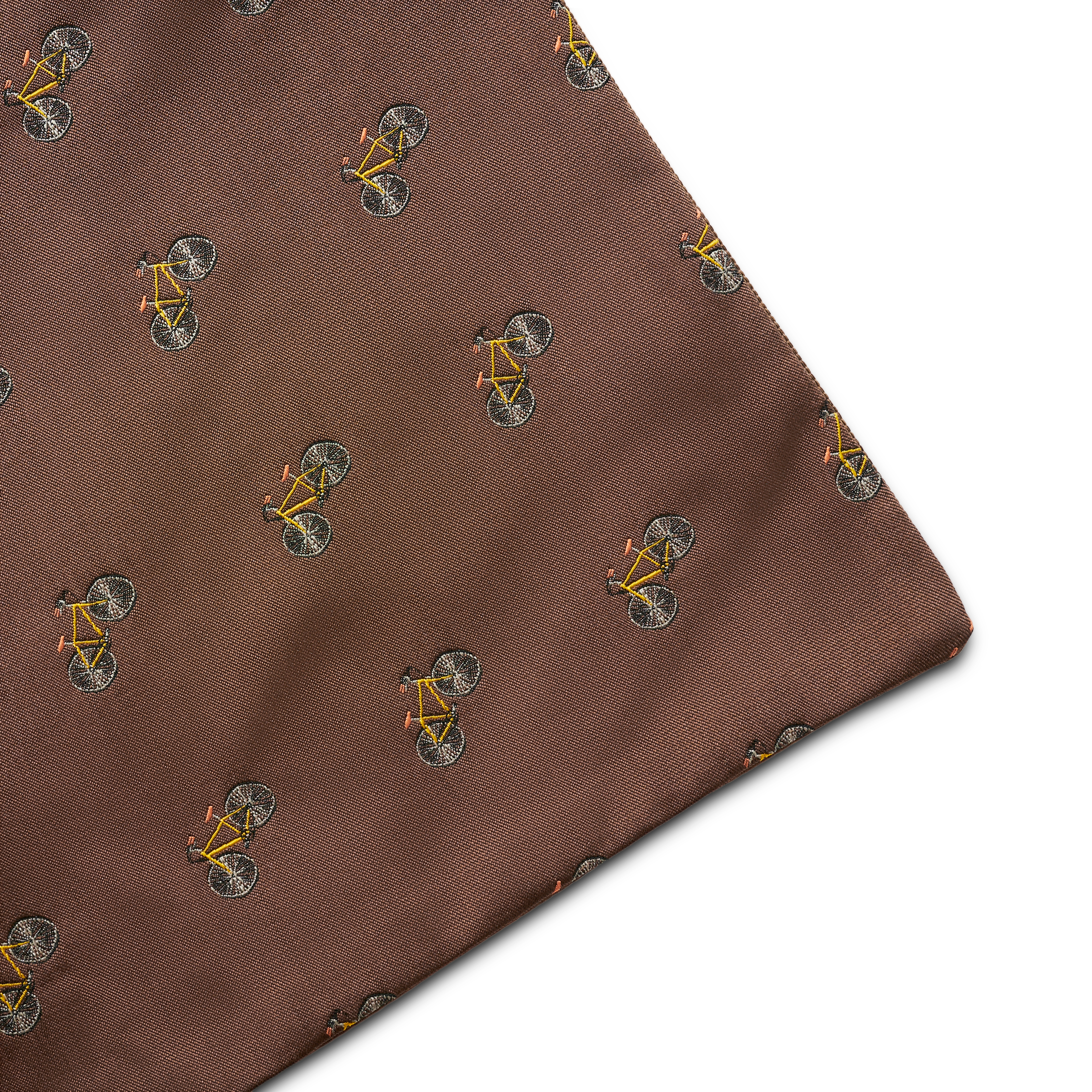 Brown Double-Sided Pocket Square with Bicycles - 3
