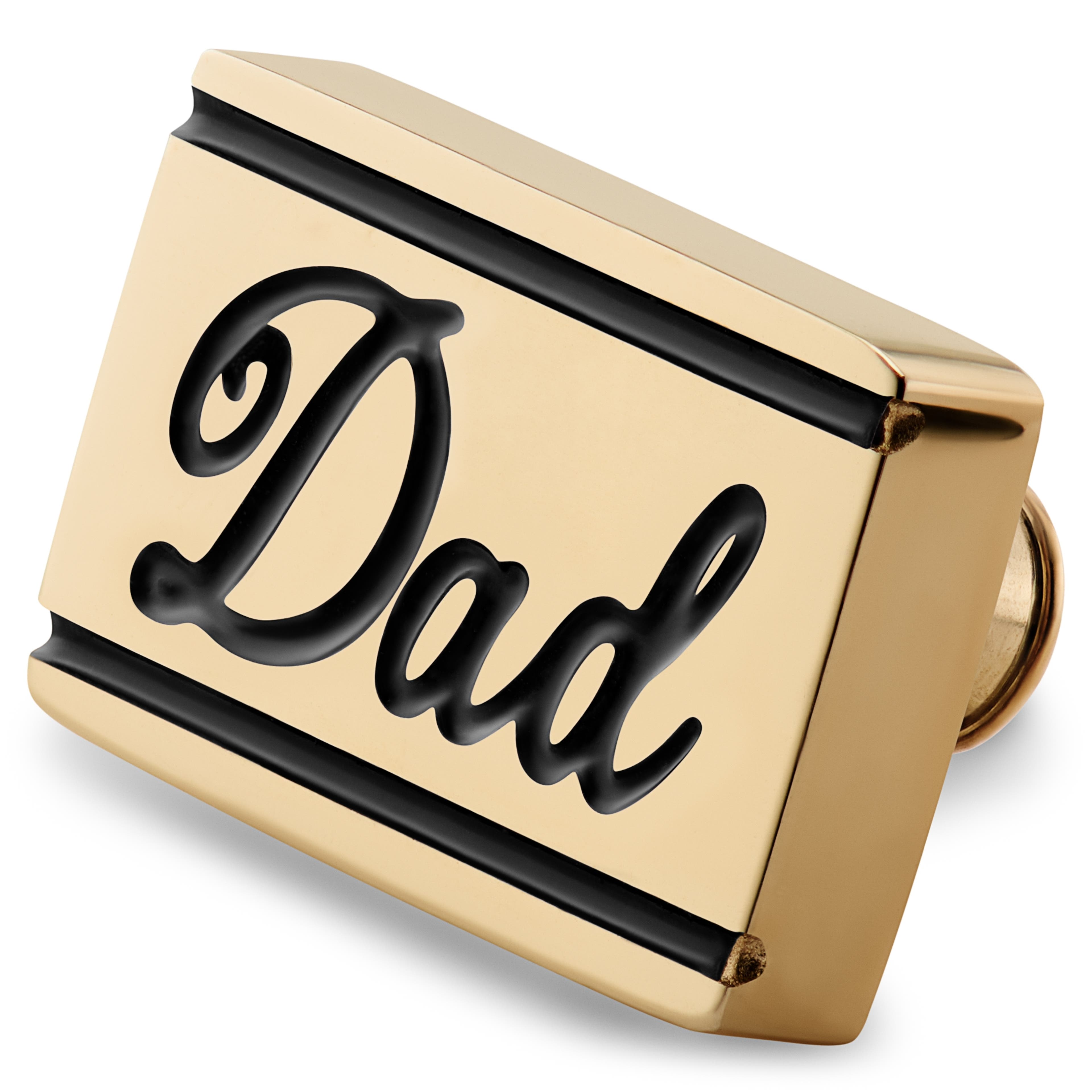 Ciondolo per orologio con scritta "Dad" in acciaio inossidabile color oro