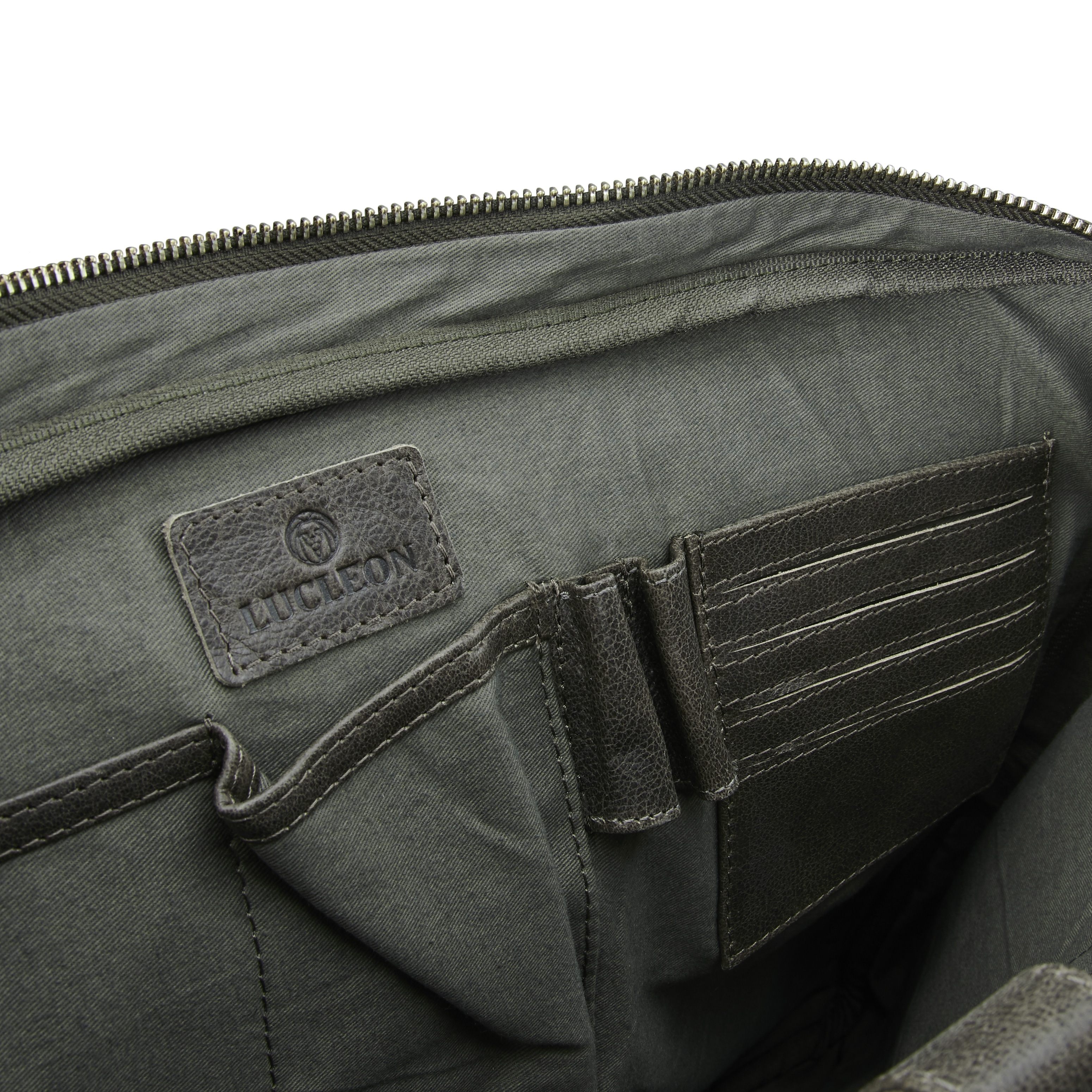 Borsa Licio Executive in pelle marrone-grigio per portatile da 17'' - 11