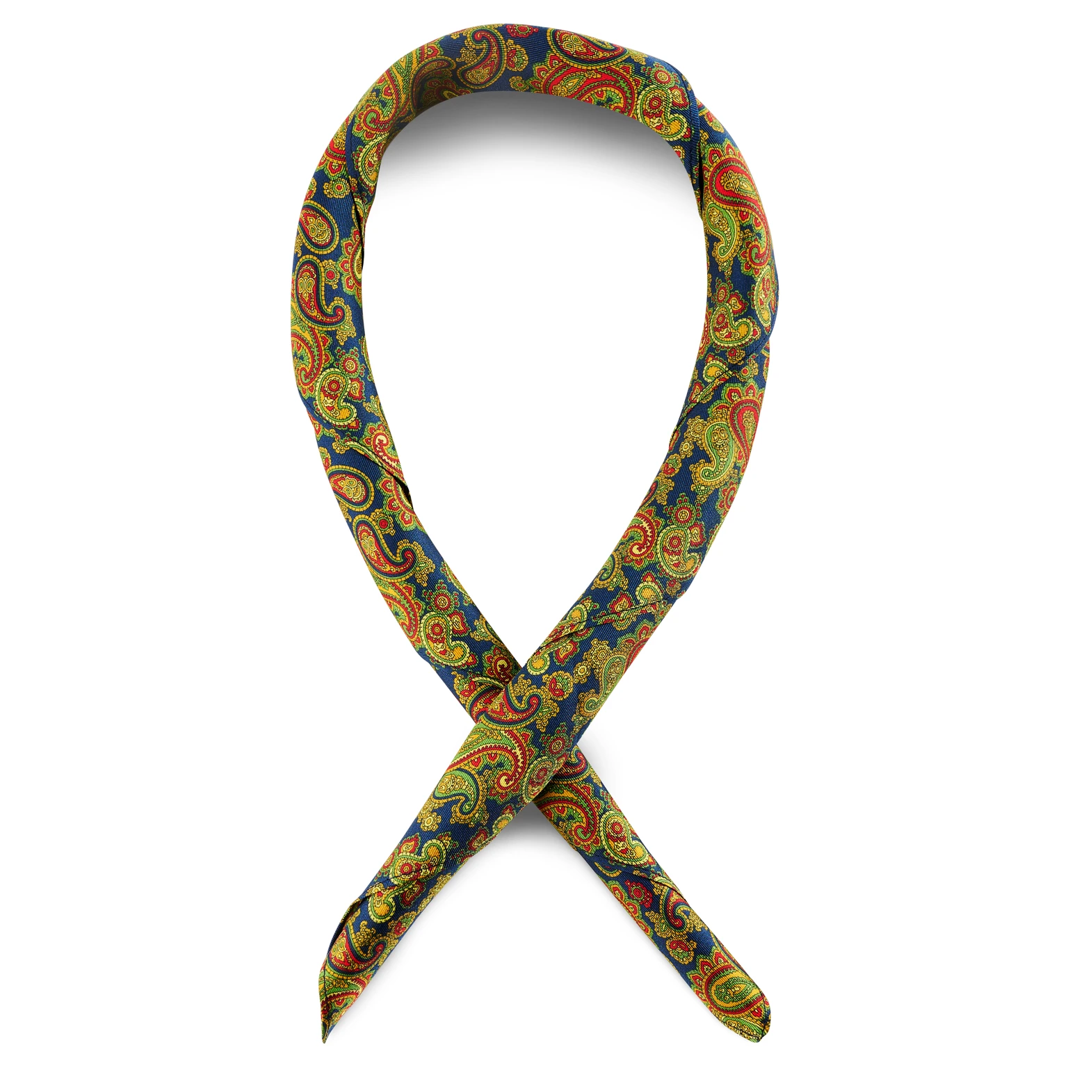 Farbenfrohes HELLBLAUES Halstuch aus Seide mit Paisley-Muster Farbenfrohes HELLBLAUES Halstuch aus Seide mit Paisley-Muster