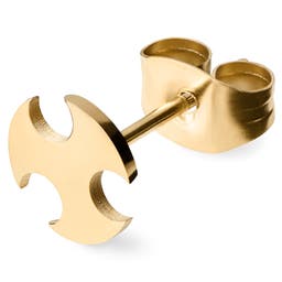 Boucle d'oreille en acier doré avec croix gothique circulaire