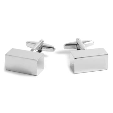 Rectangle Silver-Tone Robust Cufflinks