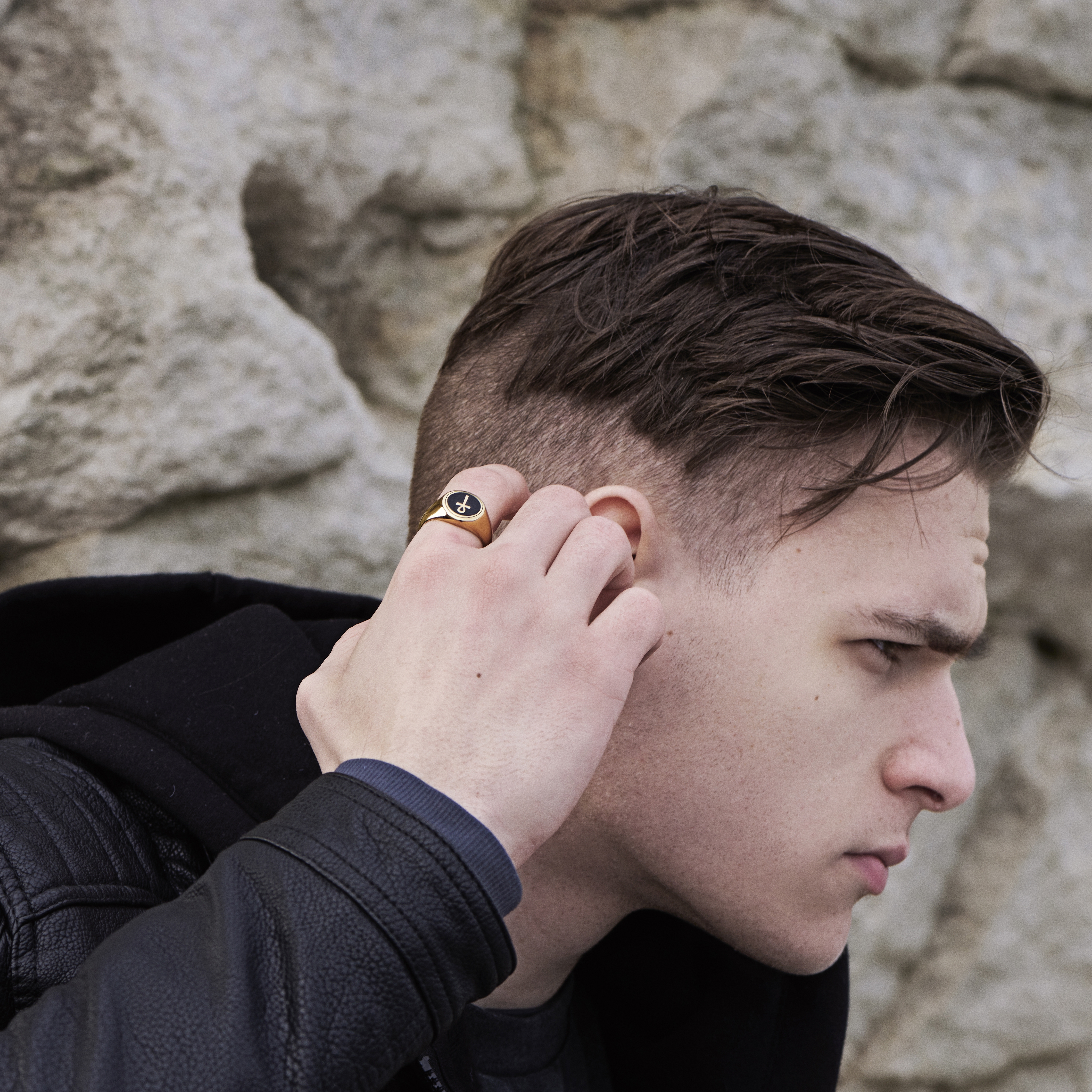 Pečatný prsteň v zlatej farbe so symbolom kríža Ankh  - 4