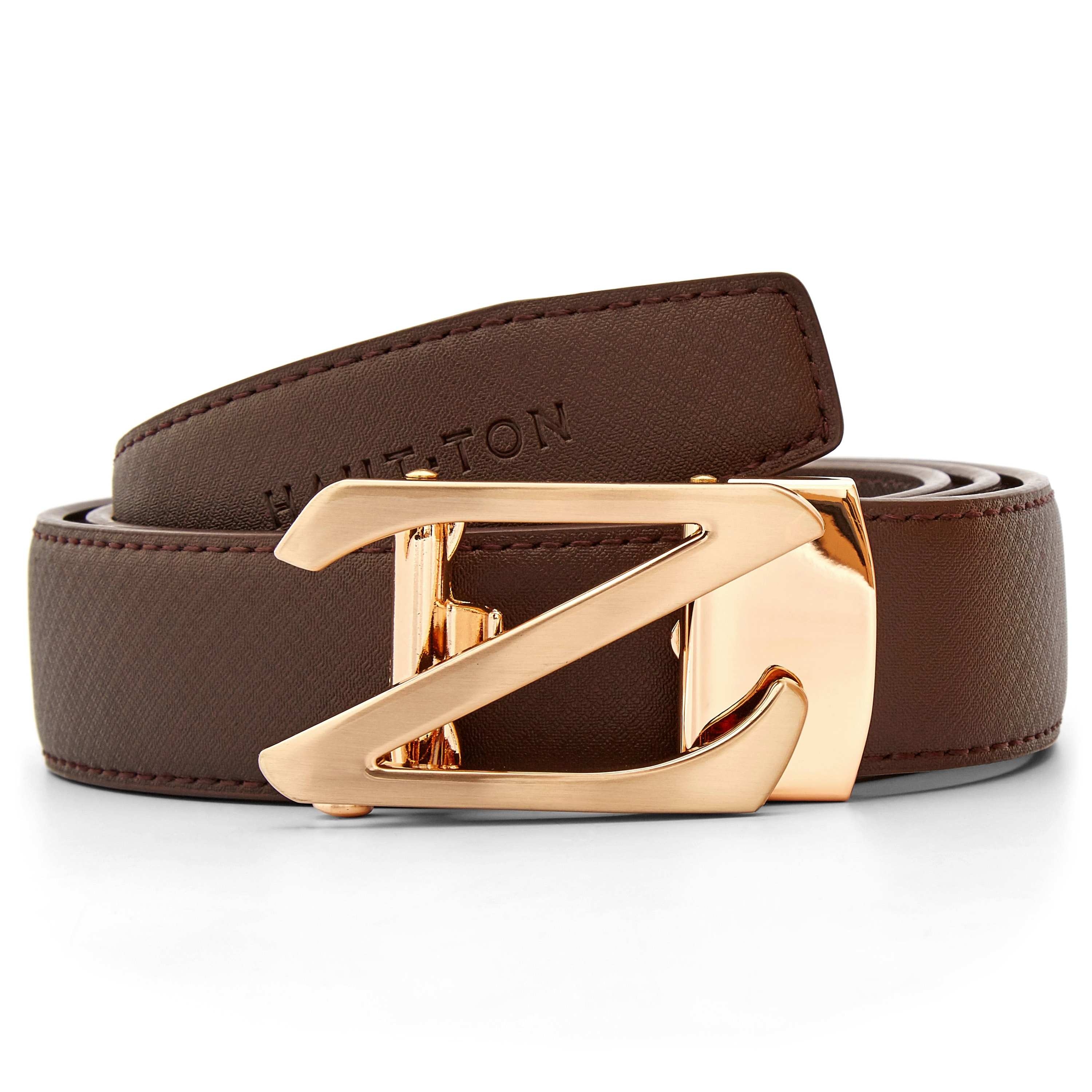 Brunt Skinnbelte med 'Z'-Spenne - 1