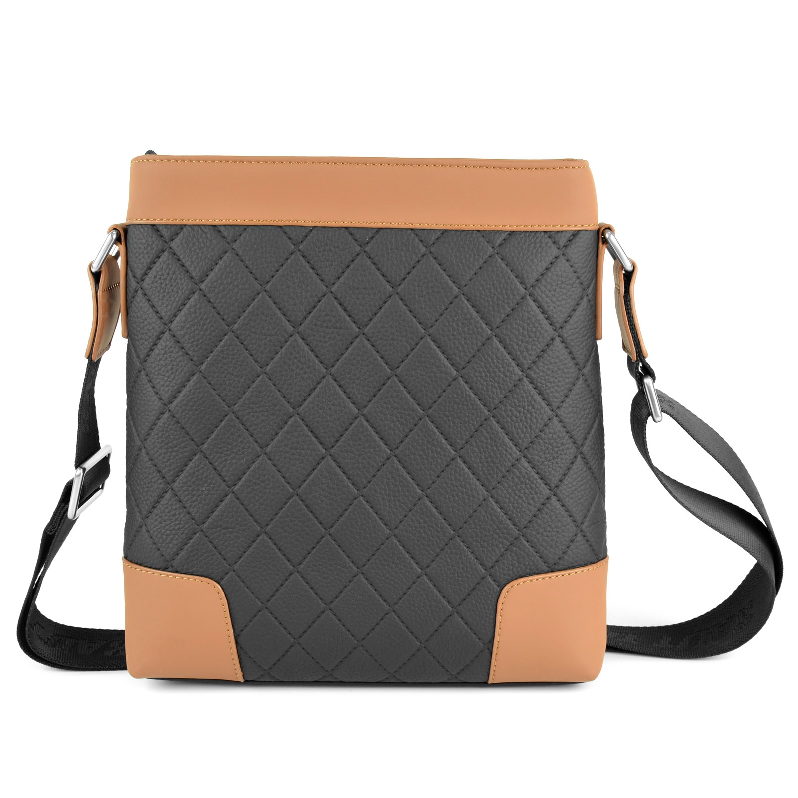 Sort/Brun Rutemønstret Skinnveske - 5