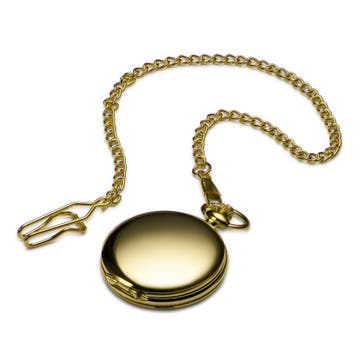 Gold-Tone Pocket Watch With White Dial