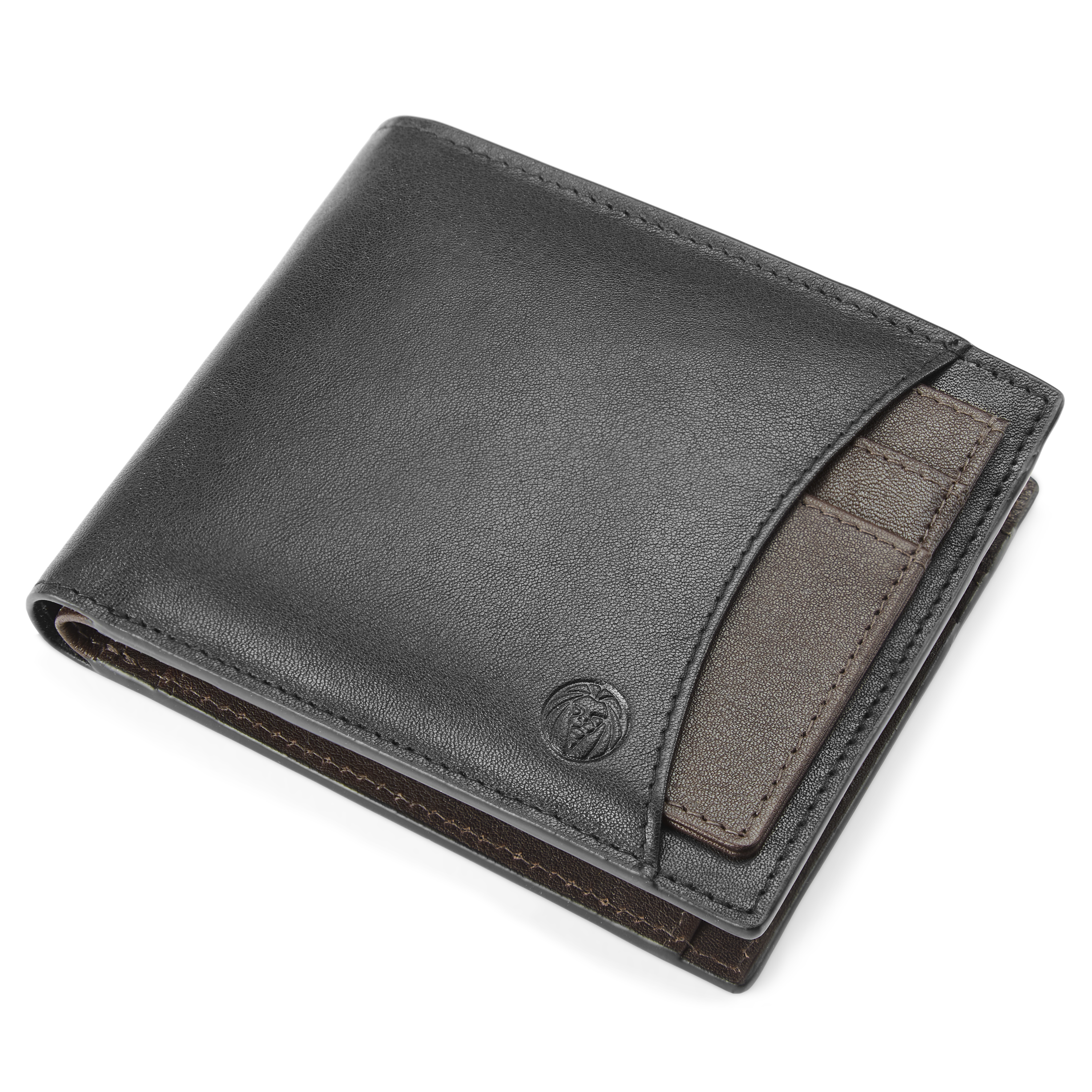Lincoln Schwarze & Dunkelbraune Leder RFID Geldbörse & Kartenetui - 8