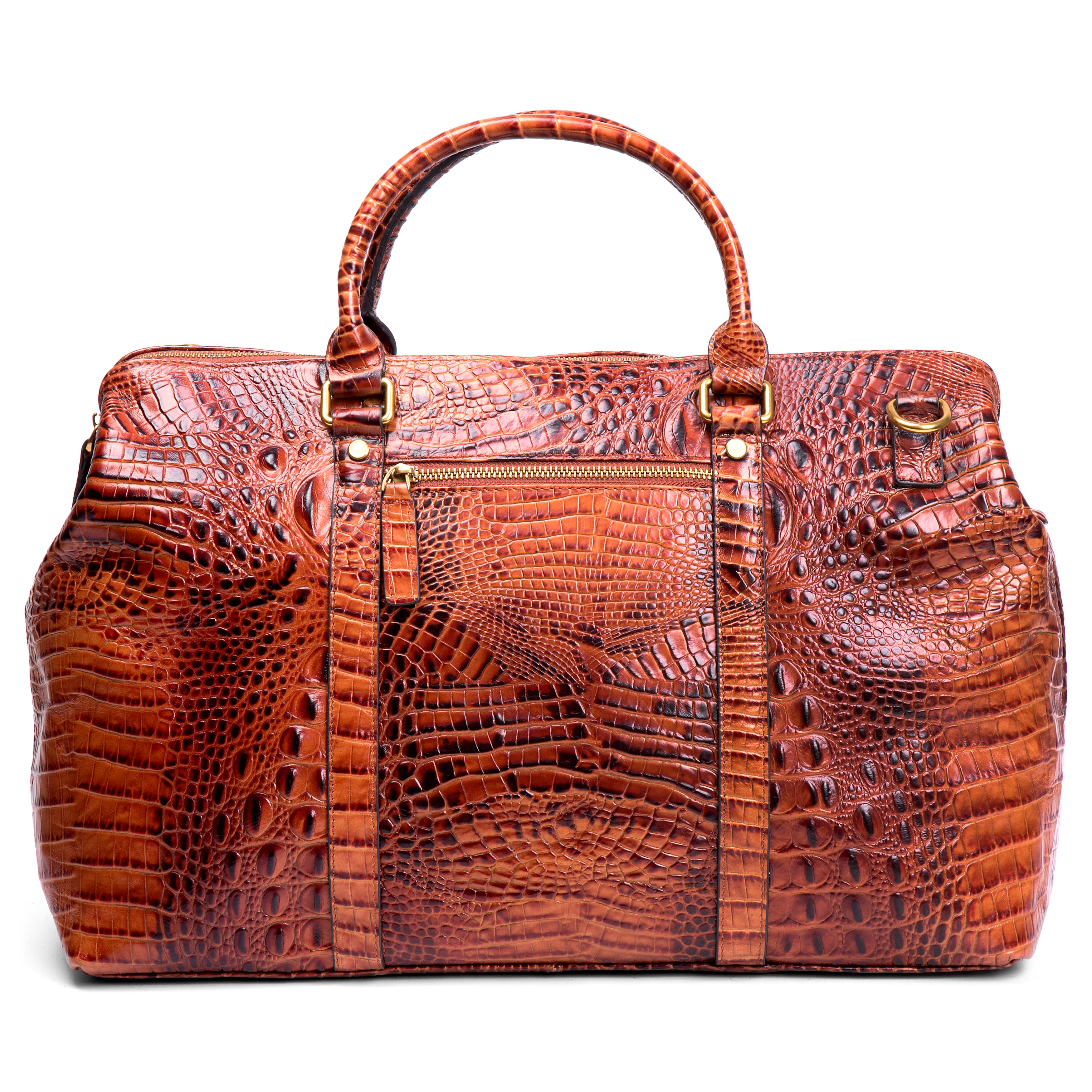 Leren Reistas met Alligatormotief - 2