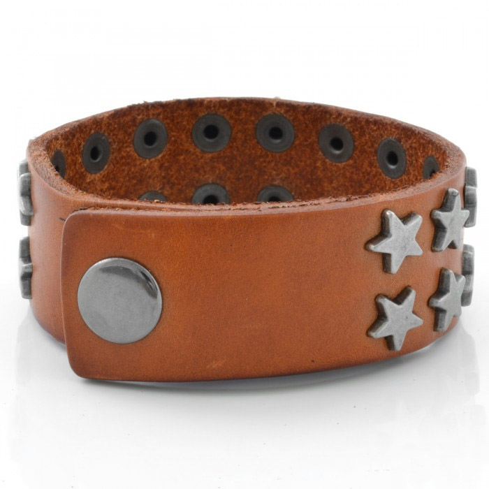 Brown Star Leather Bracelet - 2