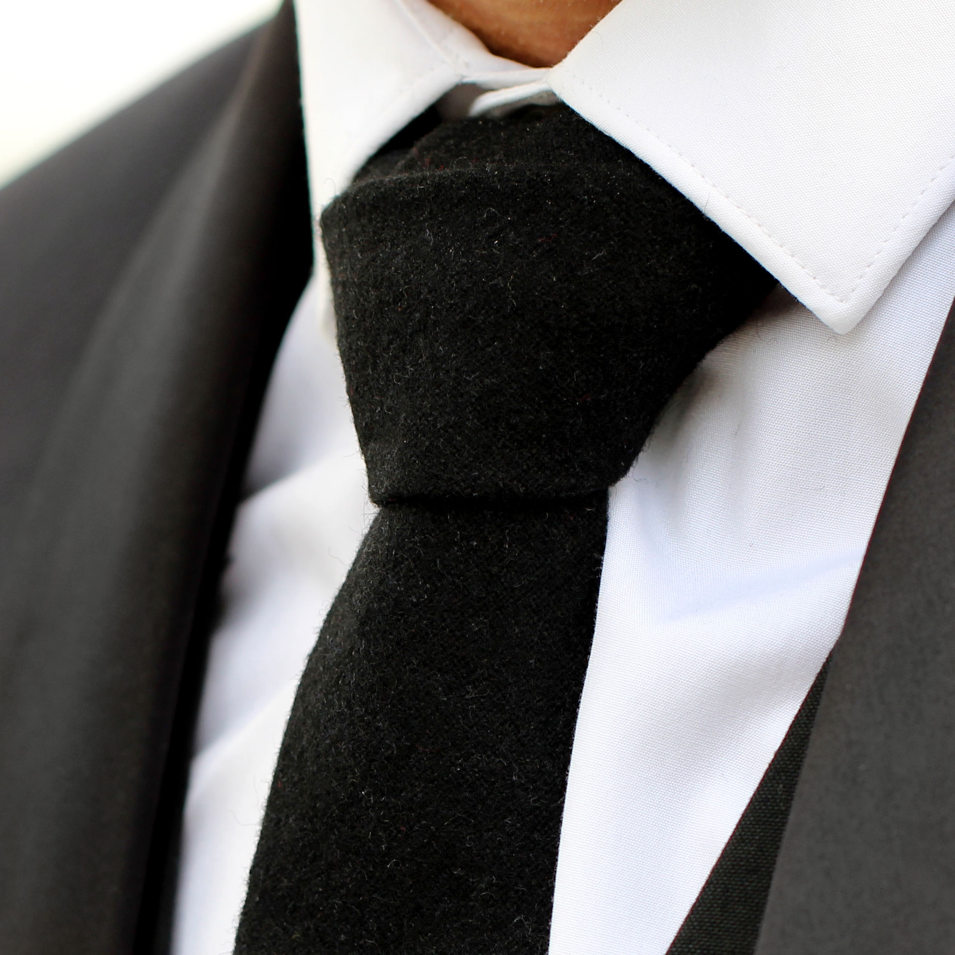 Svart Handgjord Grov Ullslips - 3