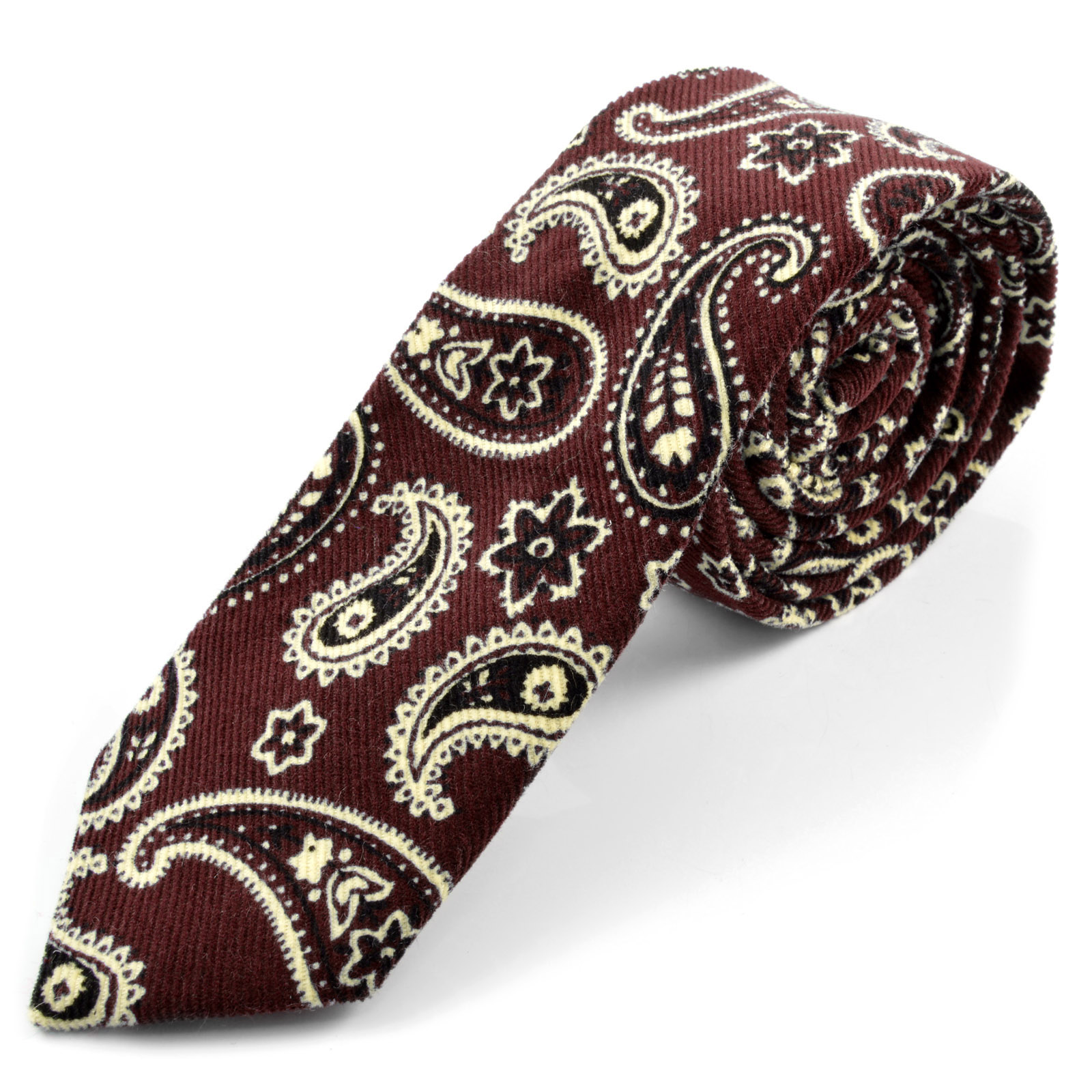 Bordeaux Paisley Samtkrawatte - 1