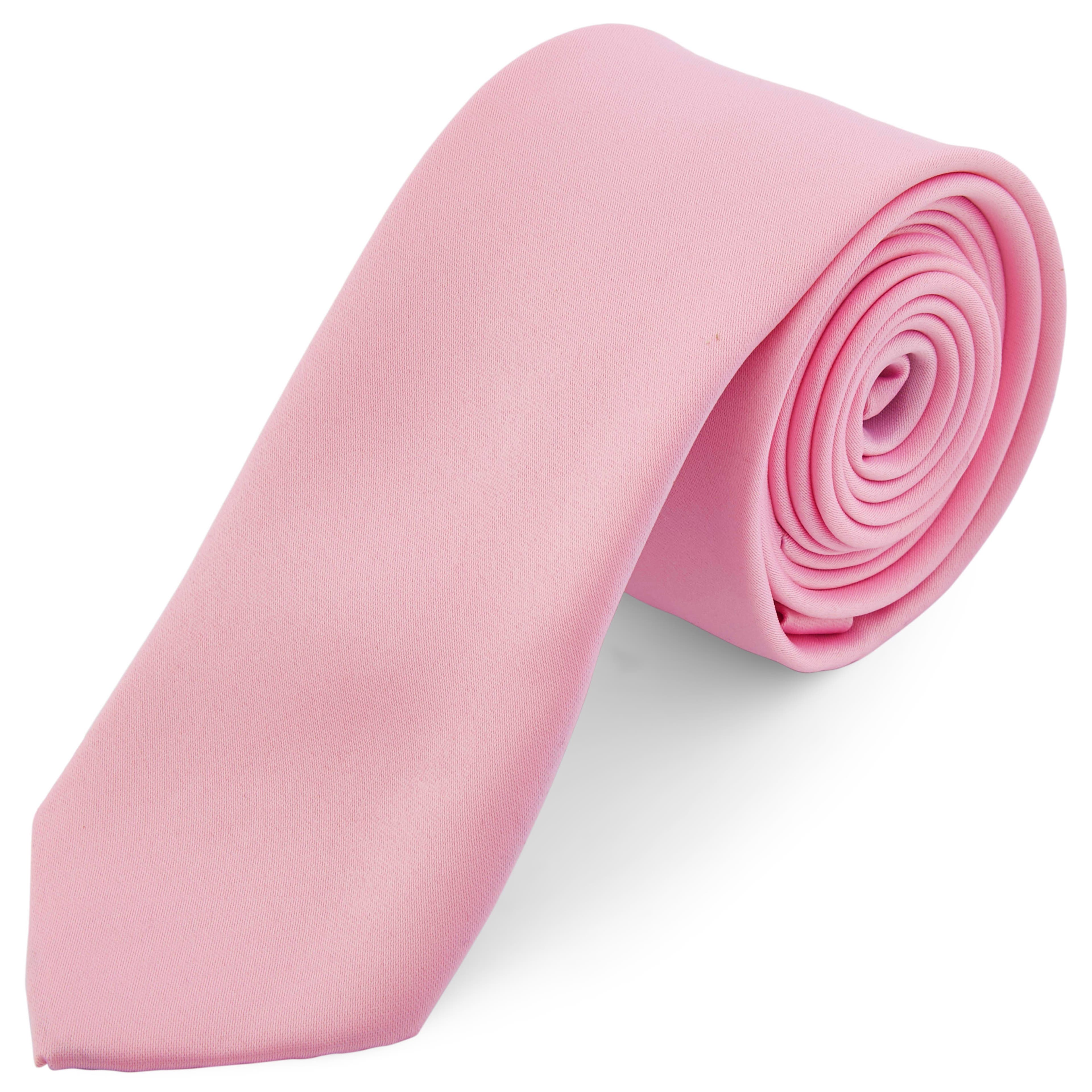Едноцветна светлорозова вратовръзка с ширина 6 см