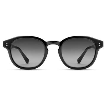 Kwadratowe czarne okulary przeciwsłoneczne Bille w oprawkach typu horn rimmed