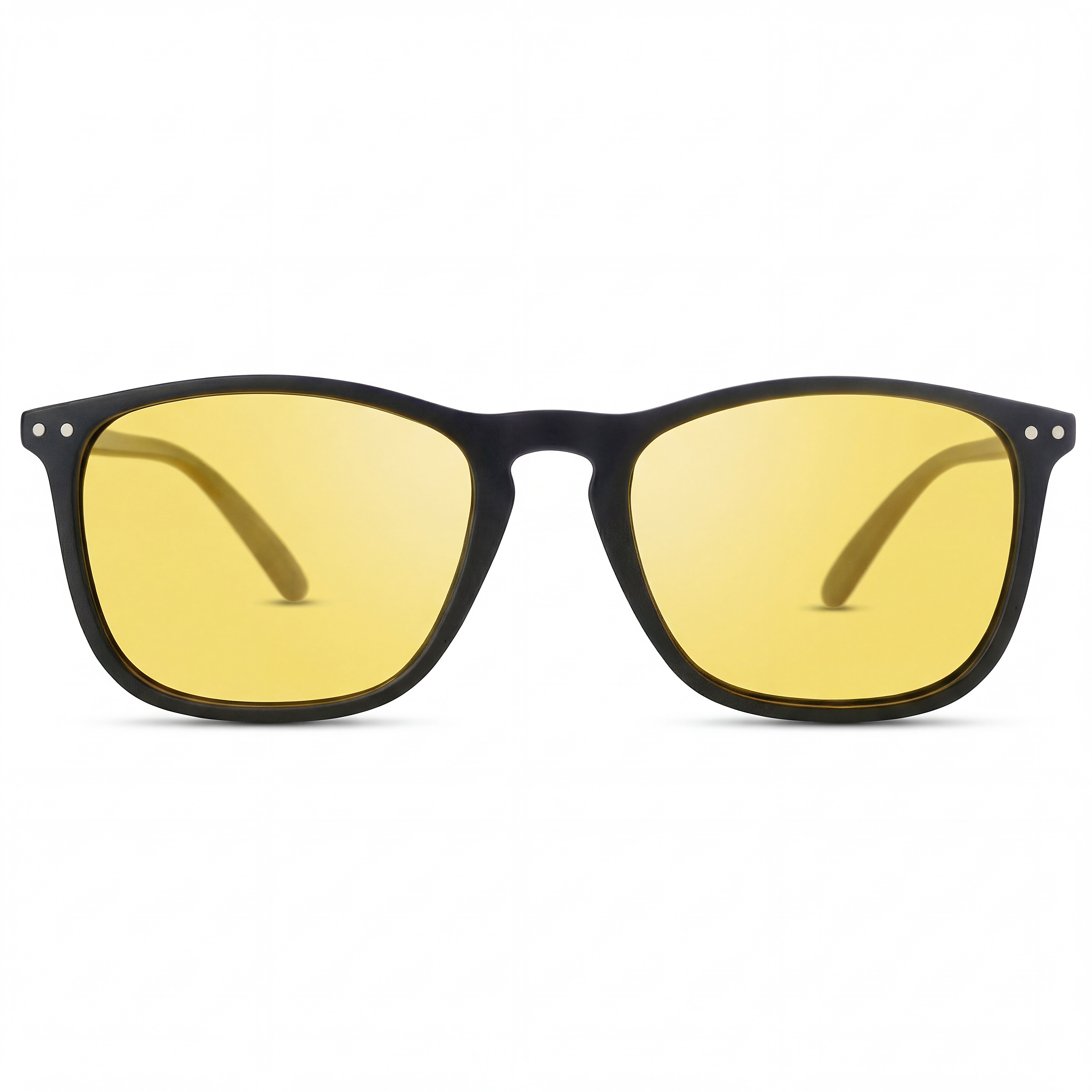 Wade | Rechteckige Sonnenbrille mit gelber Linse & schwarzem Rahmen
