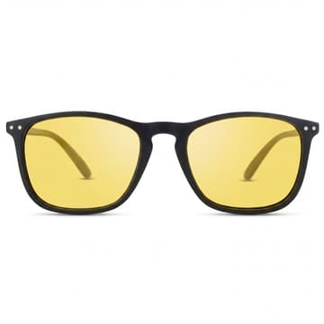 Wade | Rechteckige Sonnenbrille mit gelber Linse & schwarzem Rahmen Wade | Rechteckige Sonnenbrille mit gelber Linse & schwarzem Rahmen