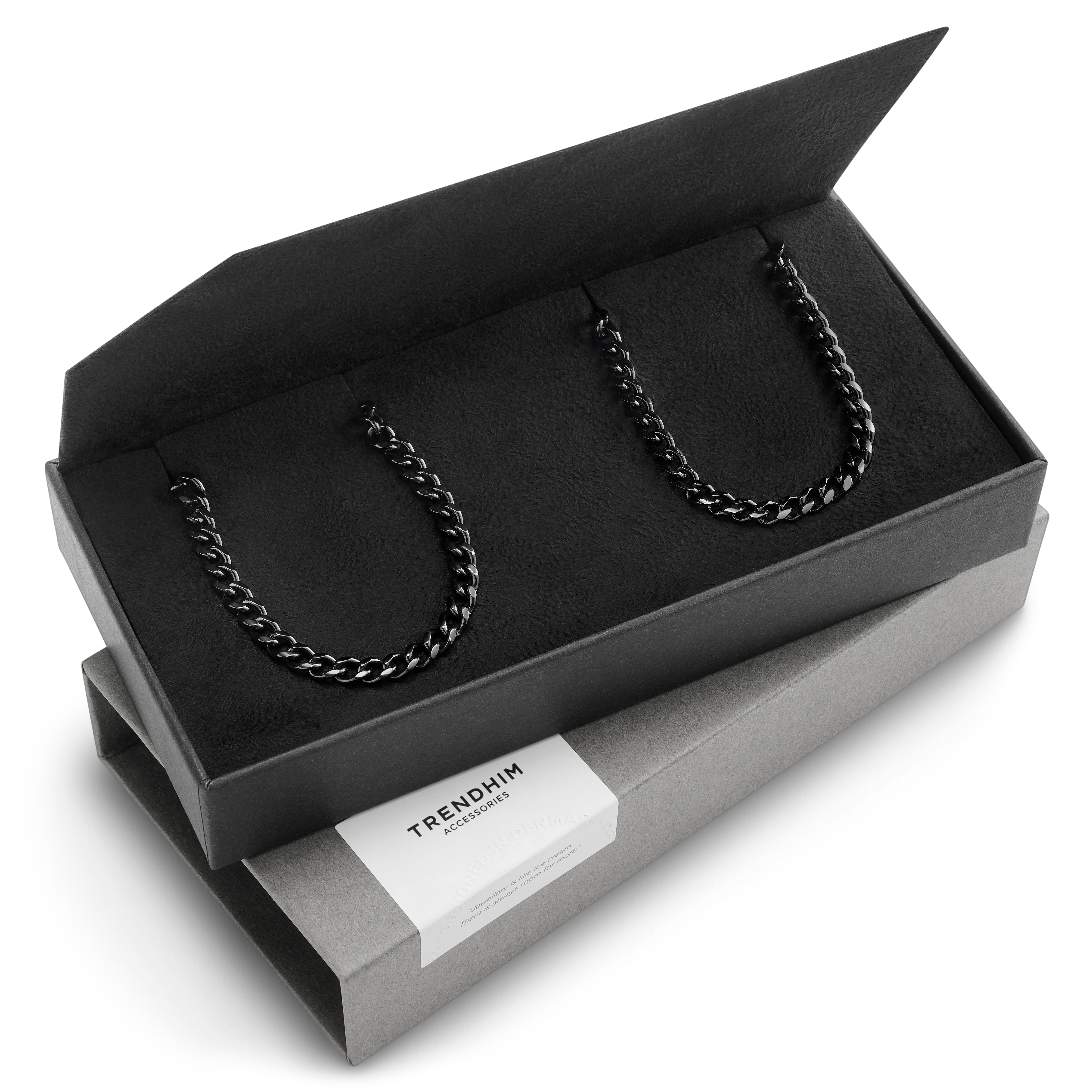 Coffret cadeau – Bracelet lL avec chaîne 50 cm noire de 4 mm - 1