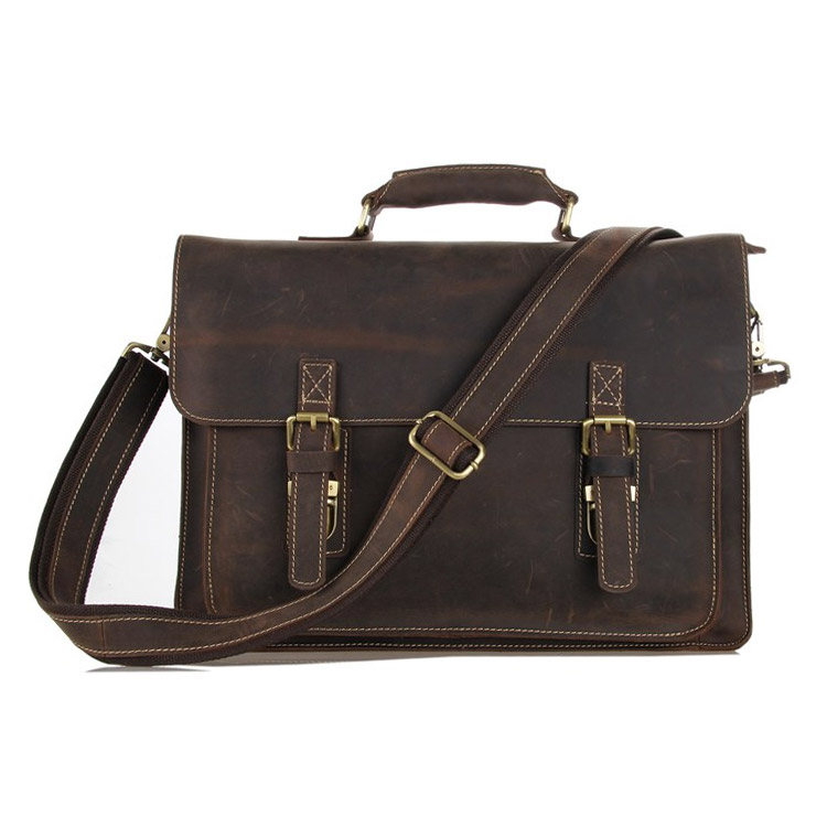 Borsa in pelle marrone scura Marlano - 8