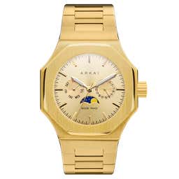 Mace | Gold-Tone Moonphase Watch With Gold-Tone Dial