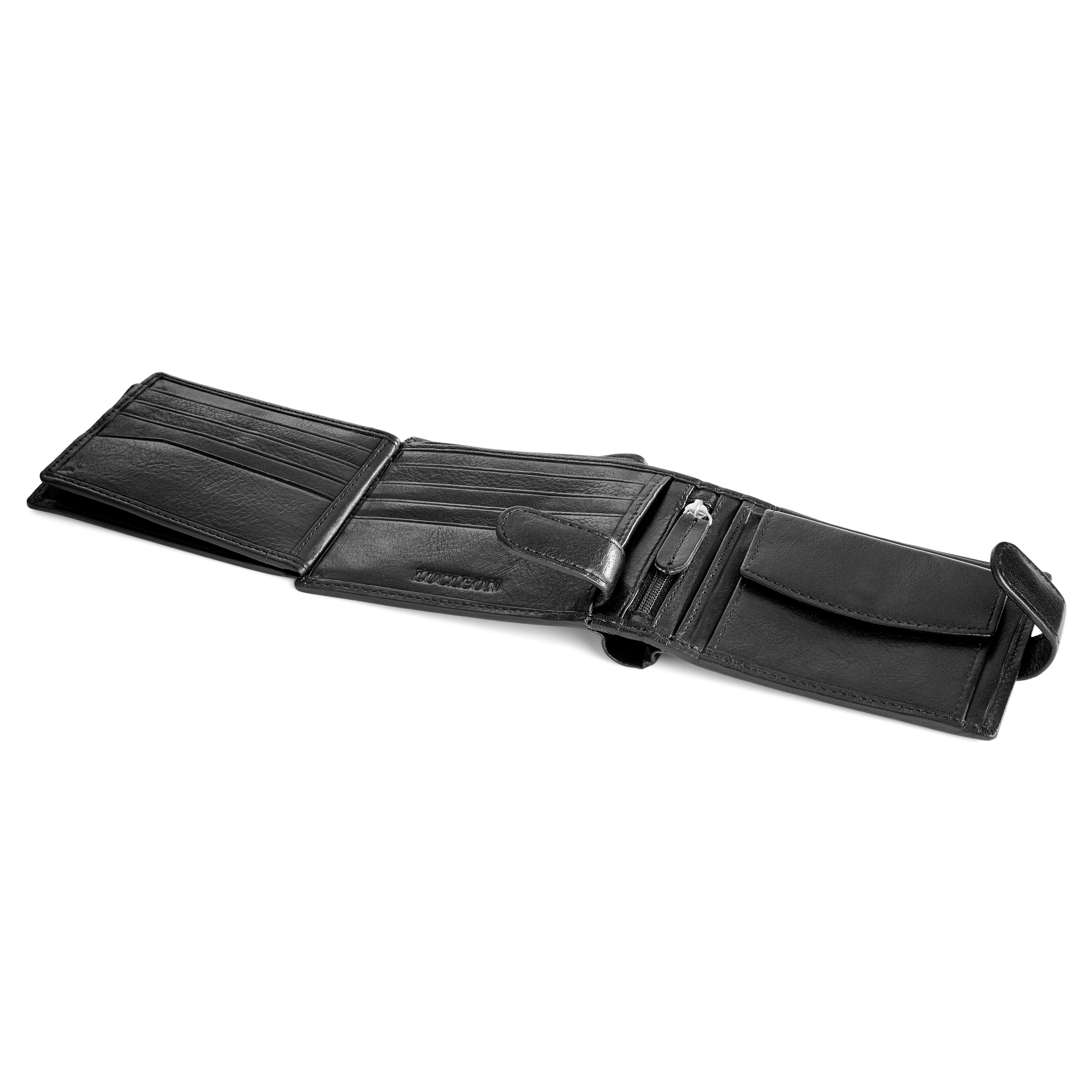Black Ergonomic Leather Wallet - 9